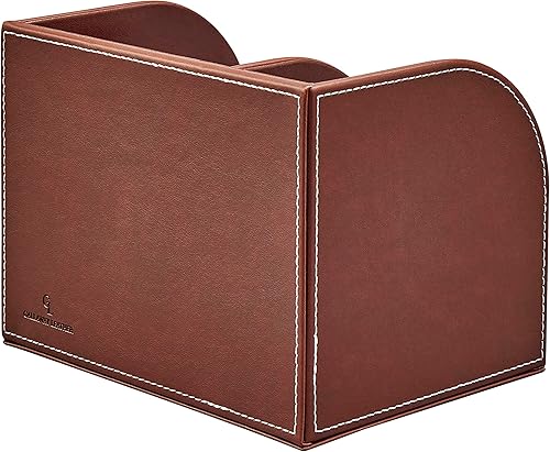 Miniatura 8 de GALLAWAY LEATHER Organizador de escritorio, organizador de caja de almacenamiento de artículos de papelería de oficina, sostiene suministros de