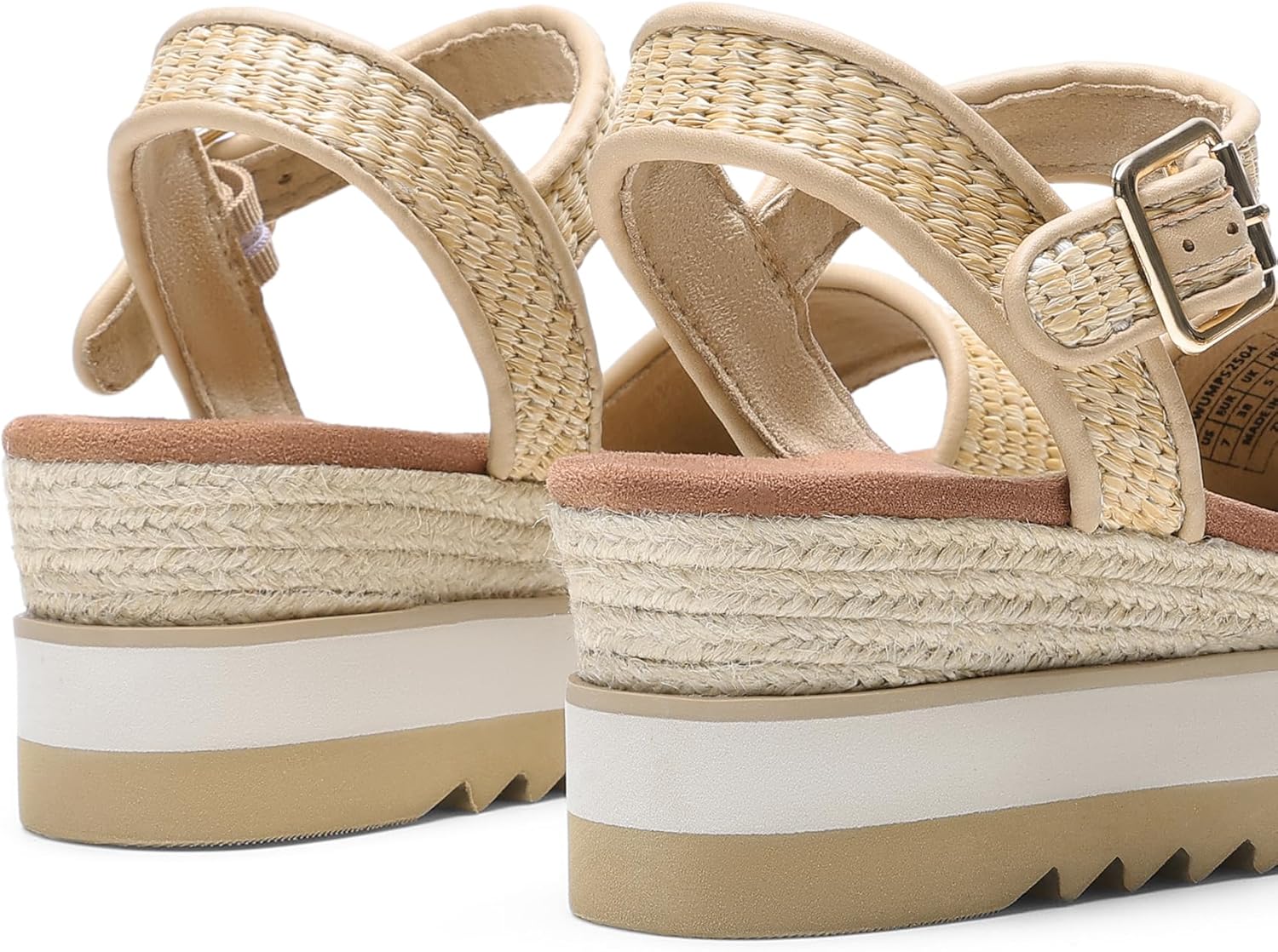 DREAM PAIRS Women's Open Toe Buckle Ankle Strap Espadrille Platform Wedge Sandals - Image 6