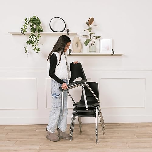 Miniatura 4 de Factory Direct Partners Silla apilable, 16 pulgadas, color negro