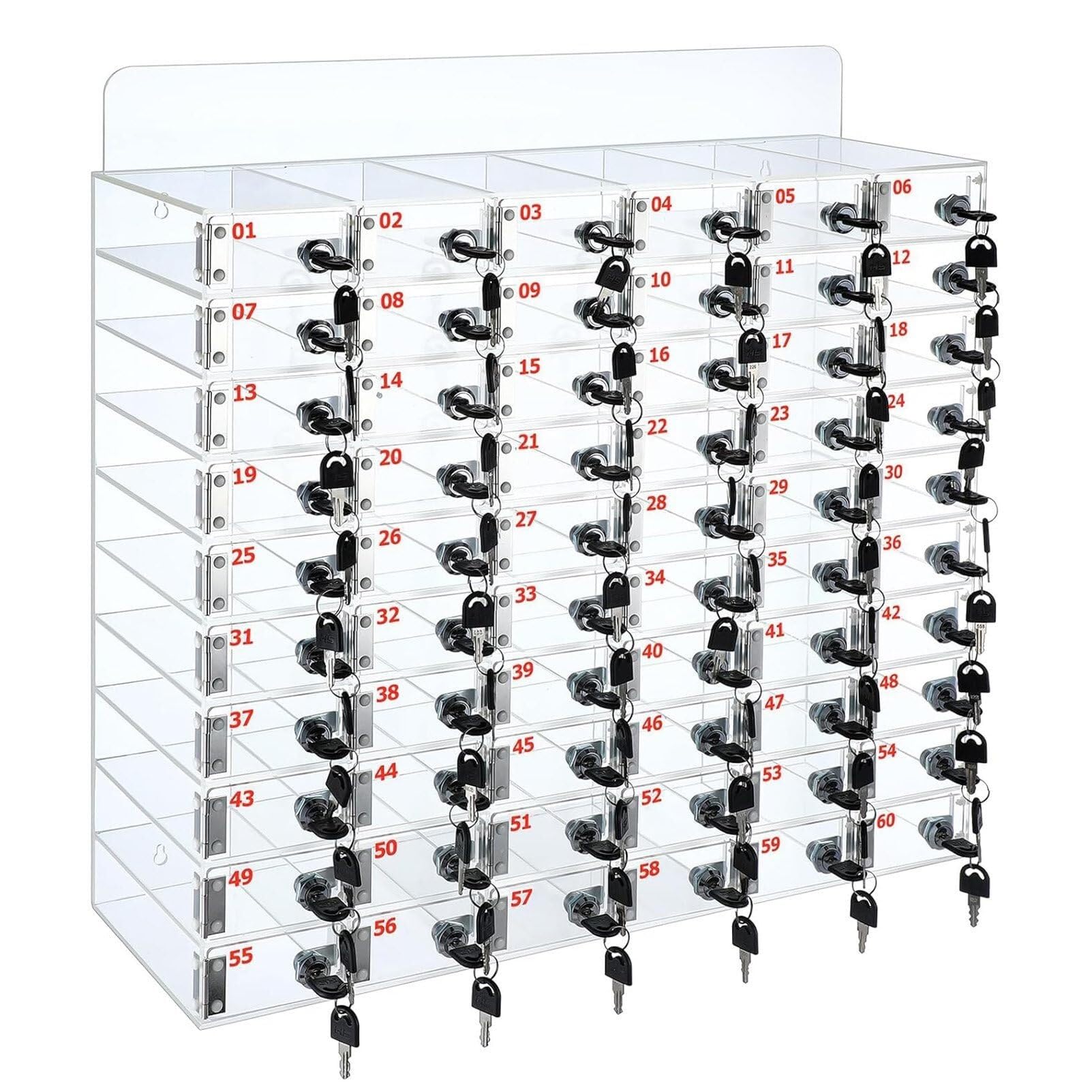 Caja de Almacenamiento para teléfonos móviles Soporte acrílico para teléfonos móviles Caja de Almacenamiento de Escritorio Armario Transparente acrílico para teléfonos móviles con 60 ranu