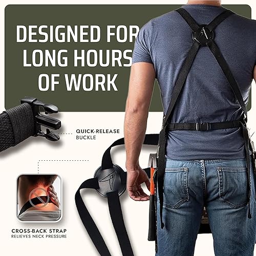 Miniatura 4 de Asaya - Delantal de chef para hombres y mujeres más toalla de mano y abrebotellas, de lona de 10 onzas