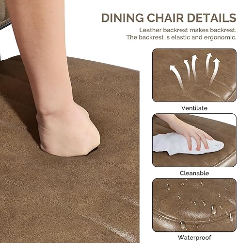 Miniatura 2 de Juego de 6 sillas de comedor, modernas sillas de comedor de piel sintética con respaldo de asiento grueso y patas de metal, cómodas sillas de cocina