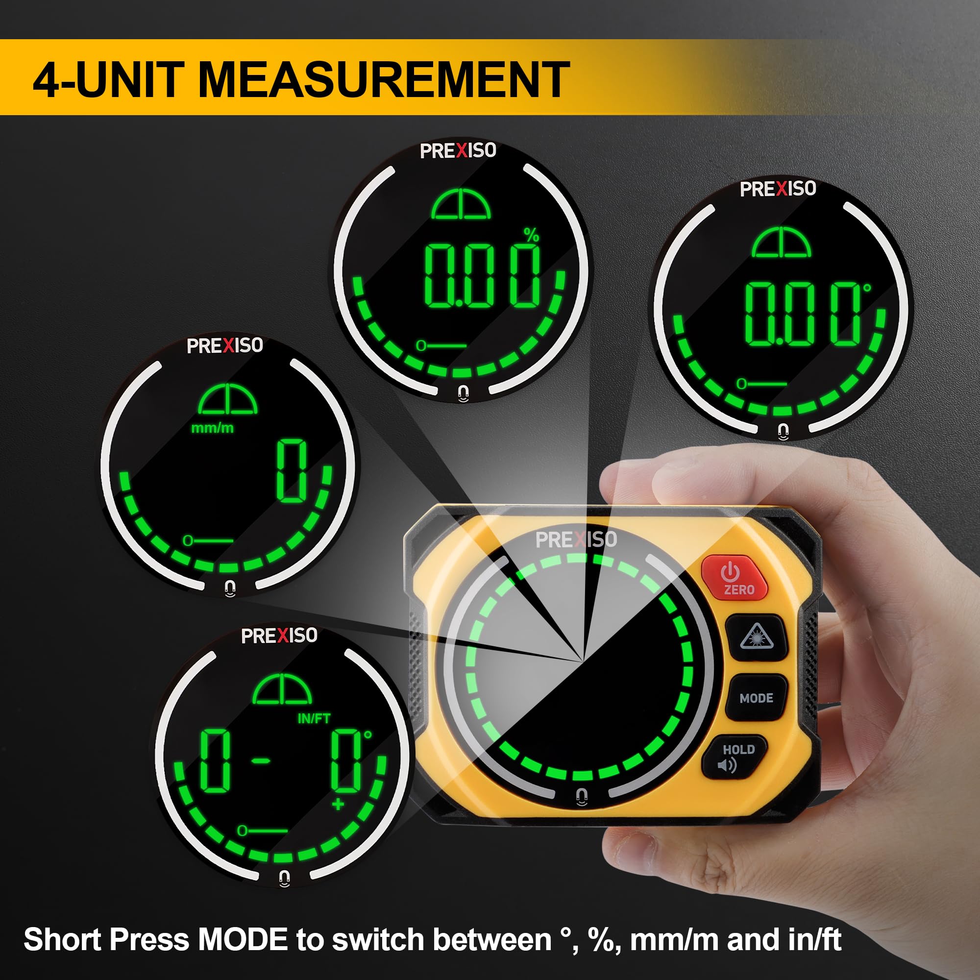 Prexiso 3-in-1 Angle Gauge - Level, Laser, & Angle Meter -7