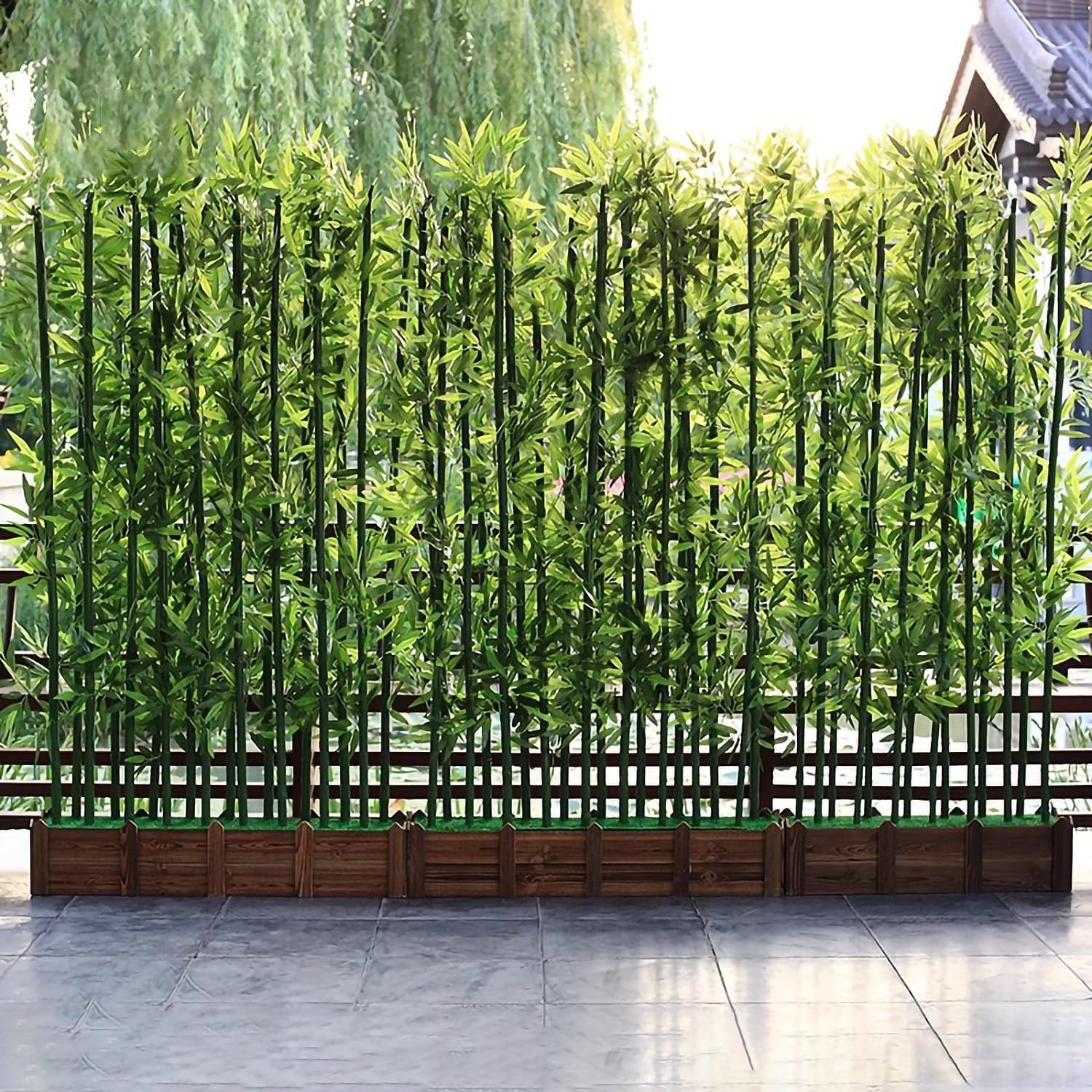 Lot de 26 grandes plantes de bambou artificielles de 1,8 m avec base pour intérieur et extérieur, brise-vue de jardin, séparateur mural, décoration de la maison, clôture