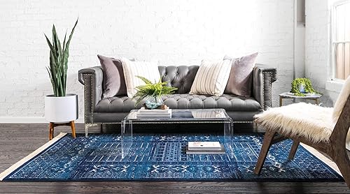 Miniatura 8 de Unique Loom District Collection - Alfombra de área - Sequoia (2 pies x 8 pies, azulazul marino)