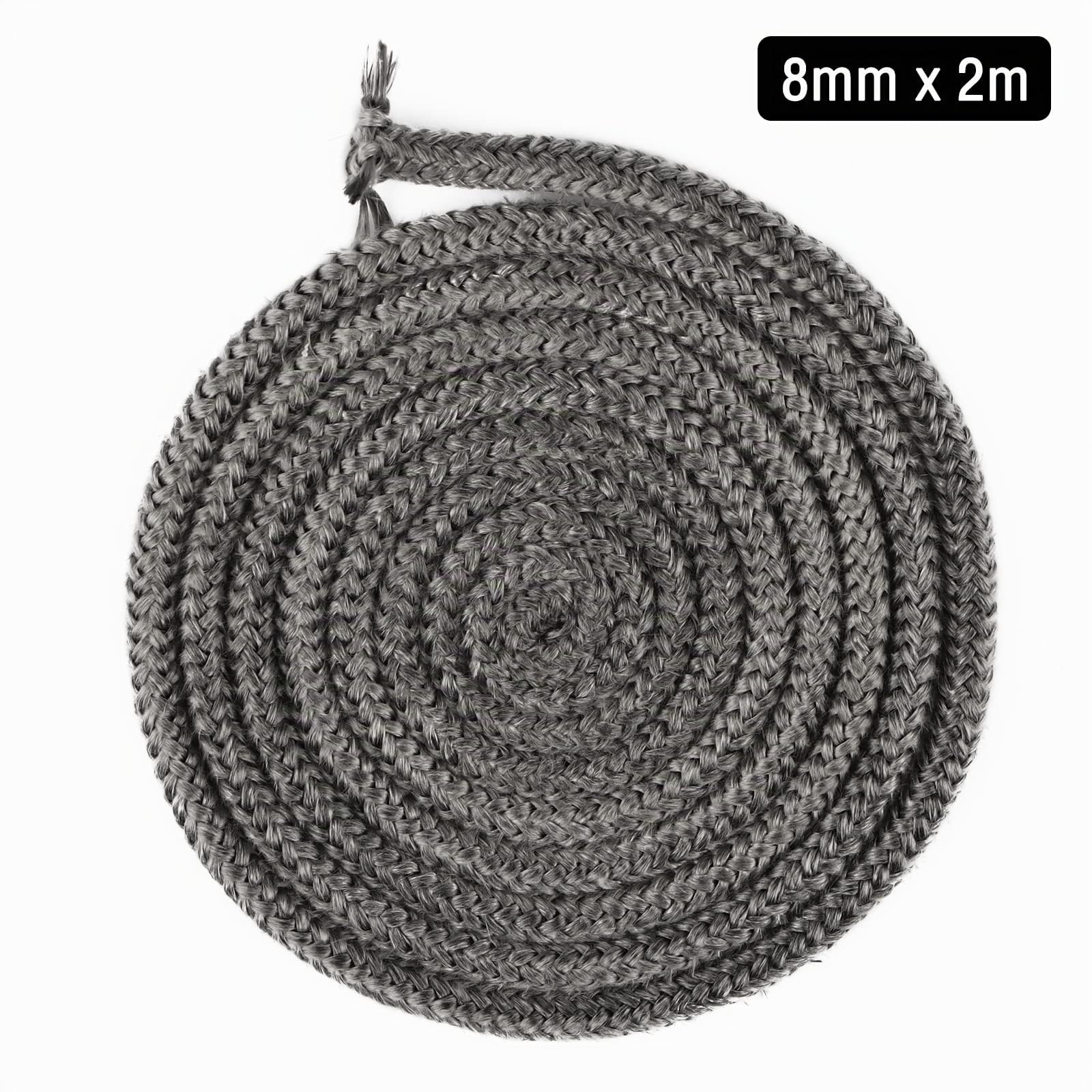 Guarnizione per Porta Stufa,SUPRROW Fibra di Vetro Corda Ignifuga per Stufa Ø 8mm x 2M per Stufe,Camini