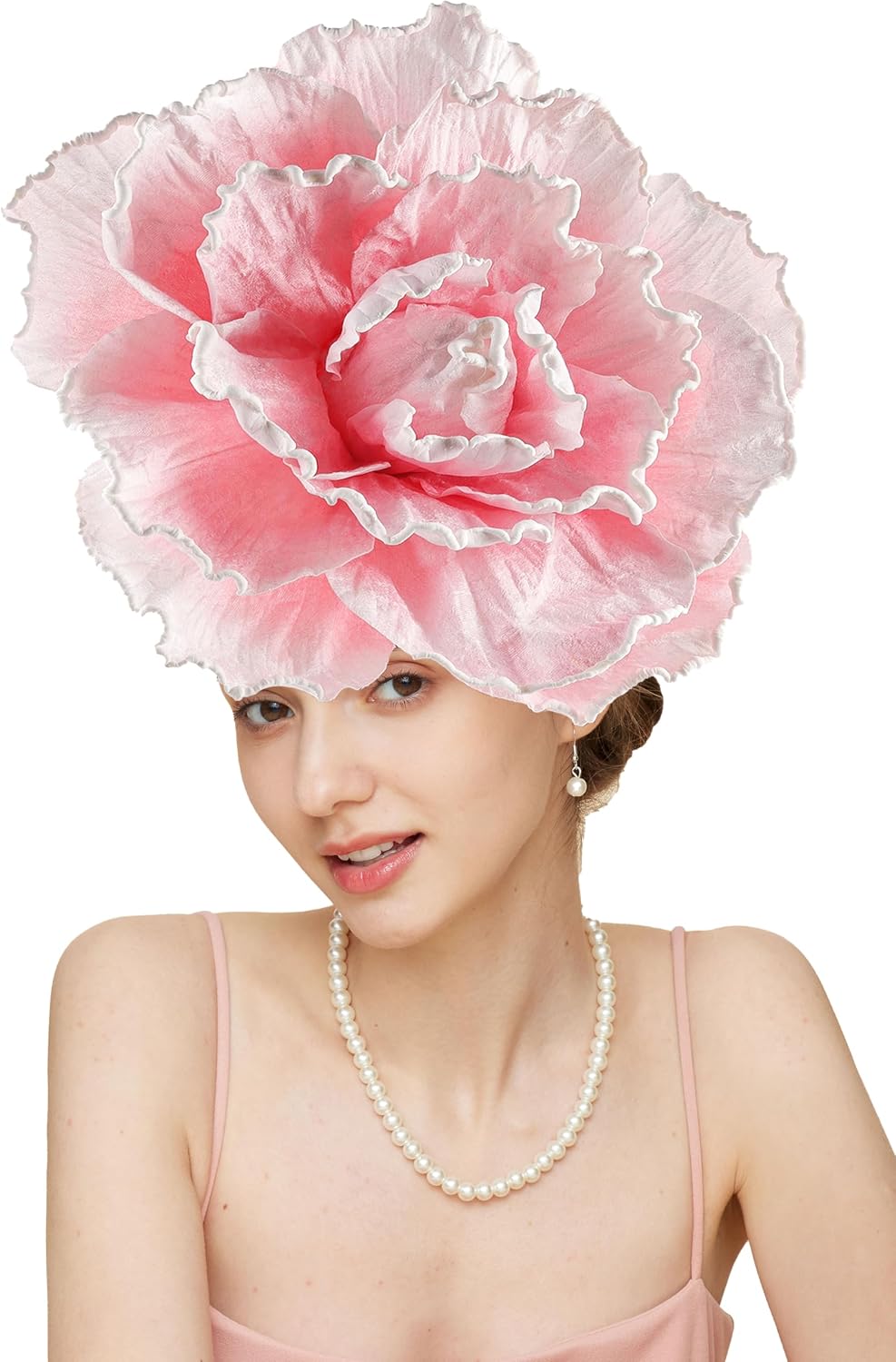Gionforsy Large Flower Fascinators Hat Tea Party Hats for Women Flower Cocktail Headband for Wedding