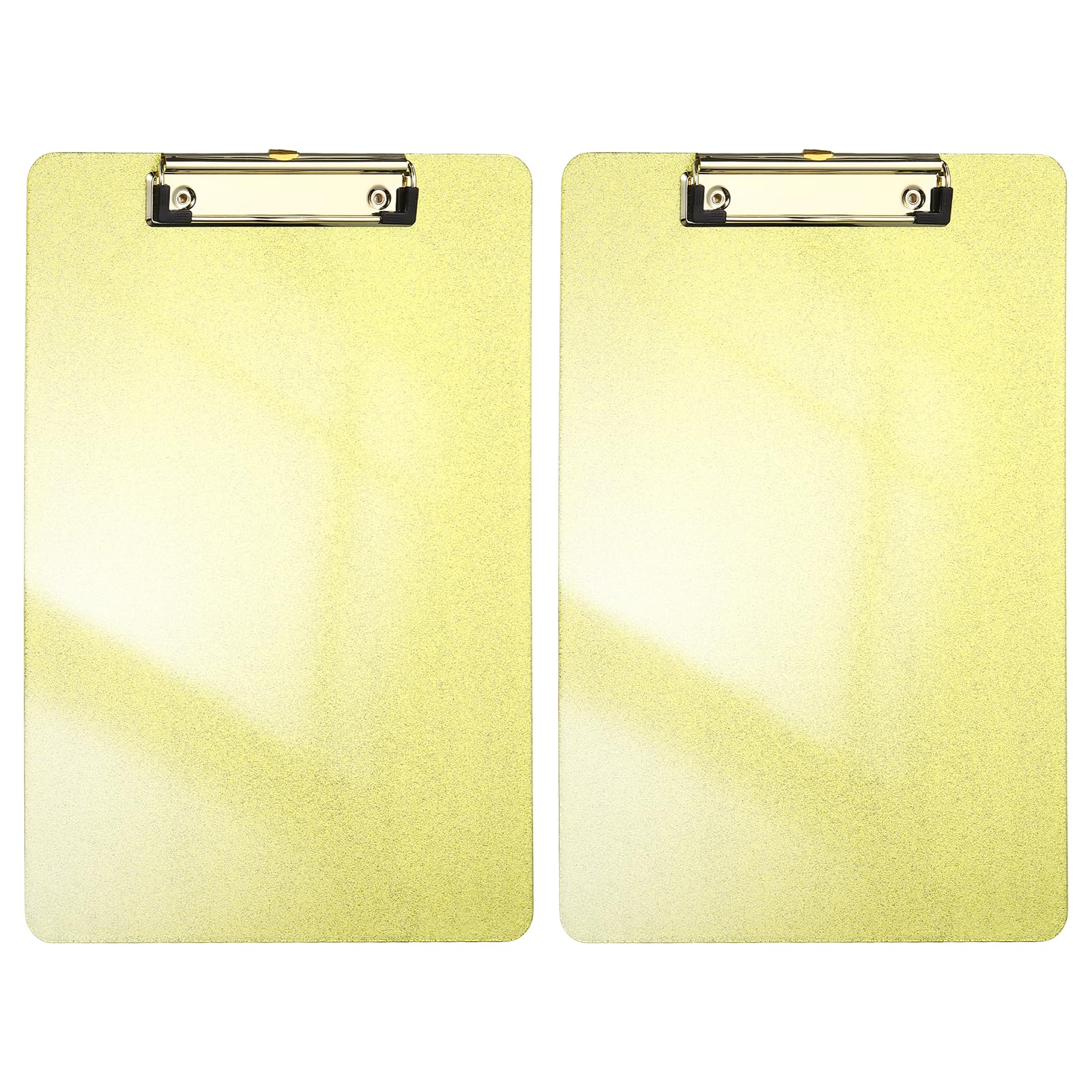 PATIKIL 2 Pcs Plastic Clip Boards, A4 Size Glitter Gold Tone Stylish Clip Boards Glitter Design Cute Clipboards Office Supplies for Restaurant Shop Store Note Memo Card Sign Holder