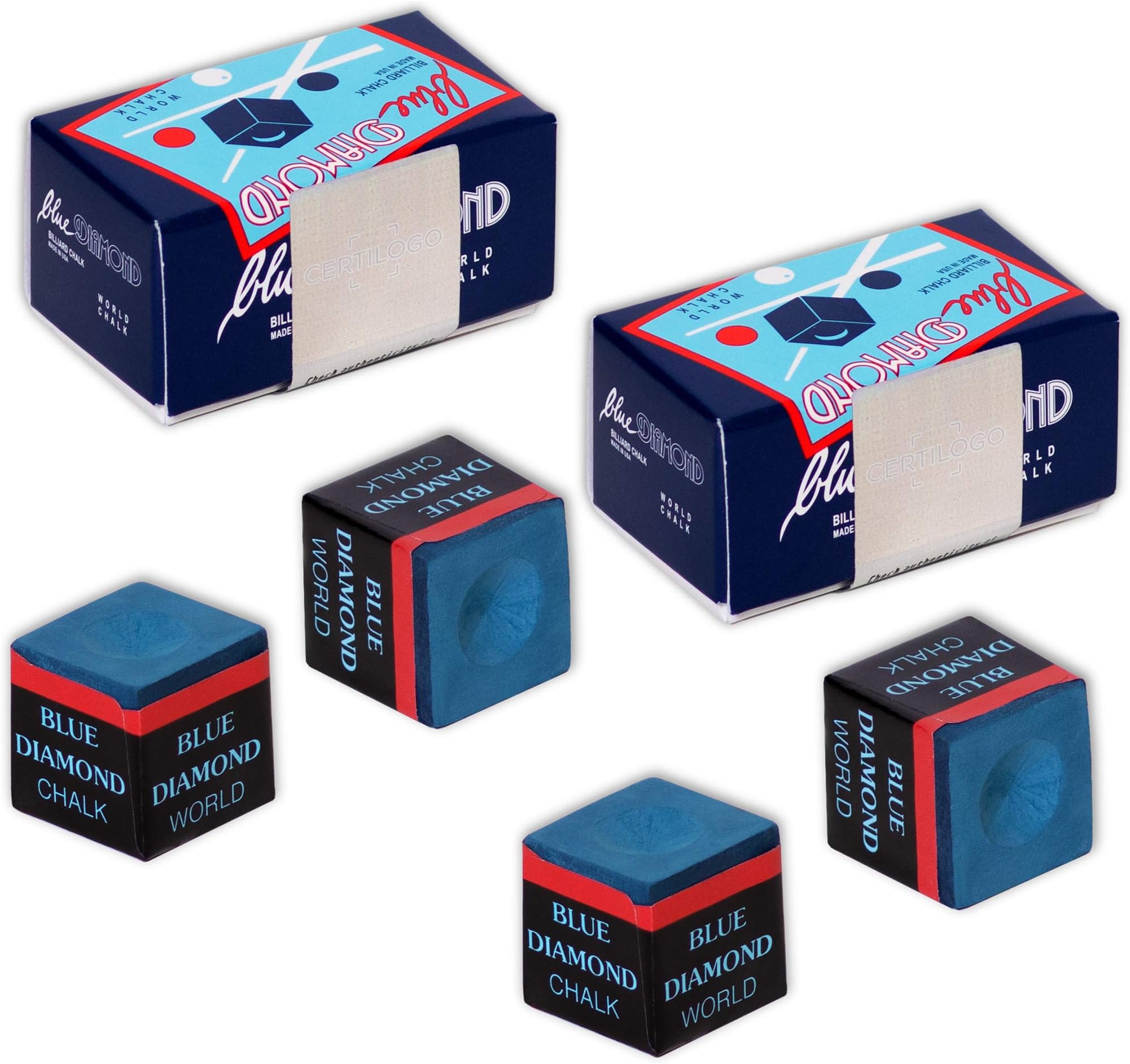 Blue Diamond Billiard Pool Cue Chalk w/Certilogo protection - 4 pcs by Longoni