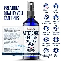 Vista 8 de BodyJ4You Spray de cuidado posterior para piercing, solución salina, eliminación de golpes queloides naturales, limpiador de perforación de orejas