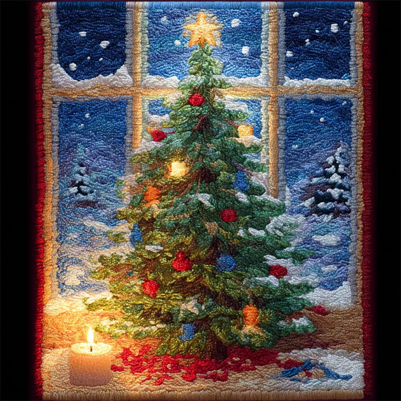 AxiangziK DIY Latch Hook Cushion Kits Cartoon Christmas Tree Latch Hook Rug Kits for Beginners DIY Needlework Crocheting Tapestry Kit Home Decor 23x35in