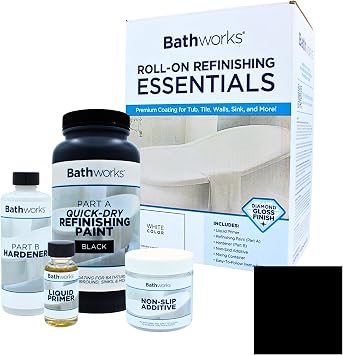 Bathworks Bathtub Refinishing Kit Quick-Dry Standard 22oz. w/Non-Slip Protection BLACK