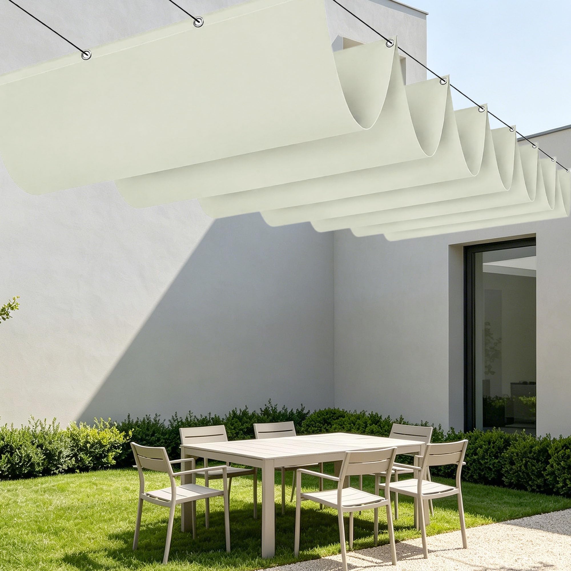 Toile d'ombrages haut de gamme rectangulaire vague 500 x 600 cm blanc