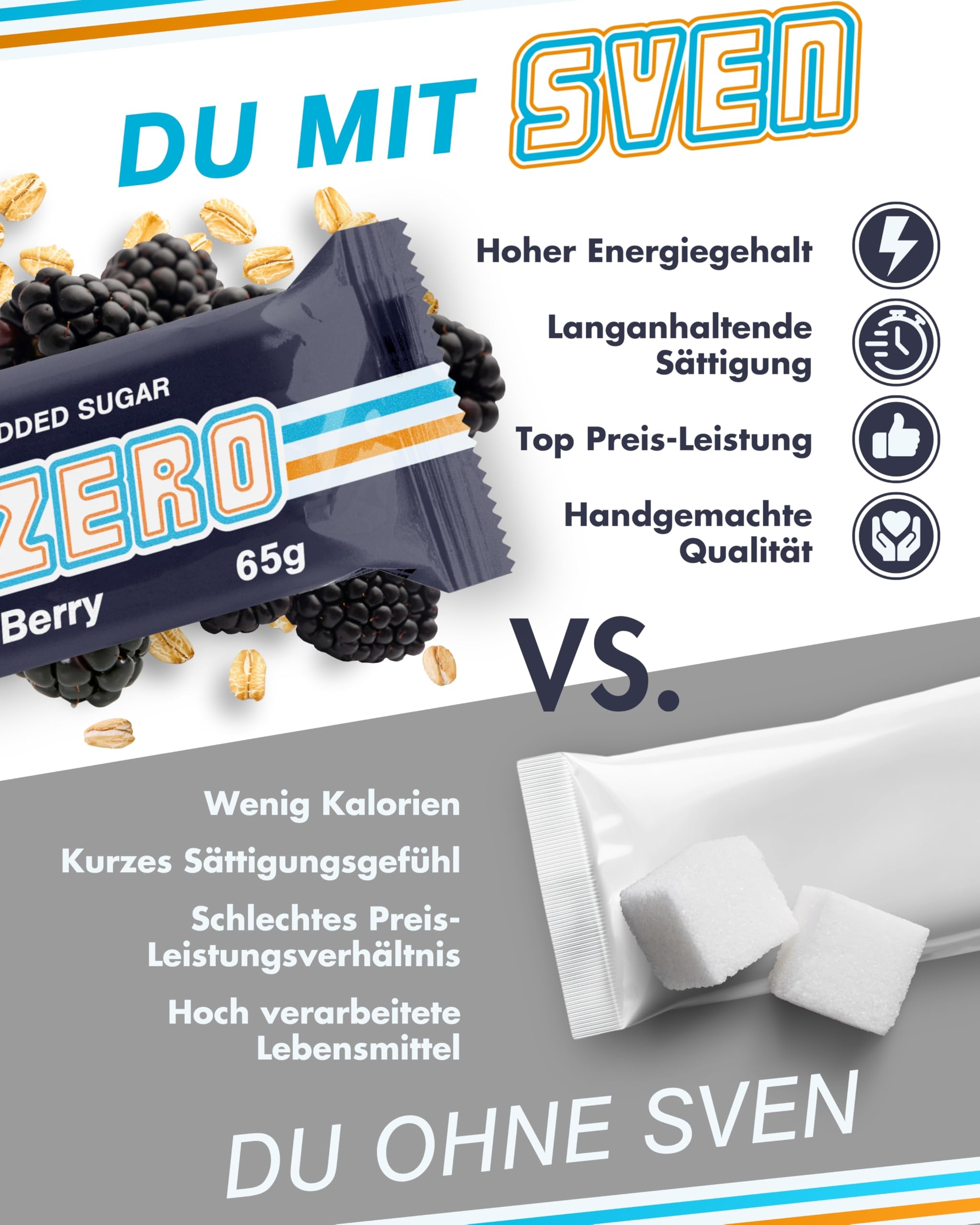 Sven Jack (Energy Cake) Haferriegel Zero Black Berry 20x 65g | Haferflocken Riegel mit Brombeere I Energieriegel ohne Zucker & Palmöl I Vegane Haferriegel I Kalorien Riegel I Müsliriegel