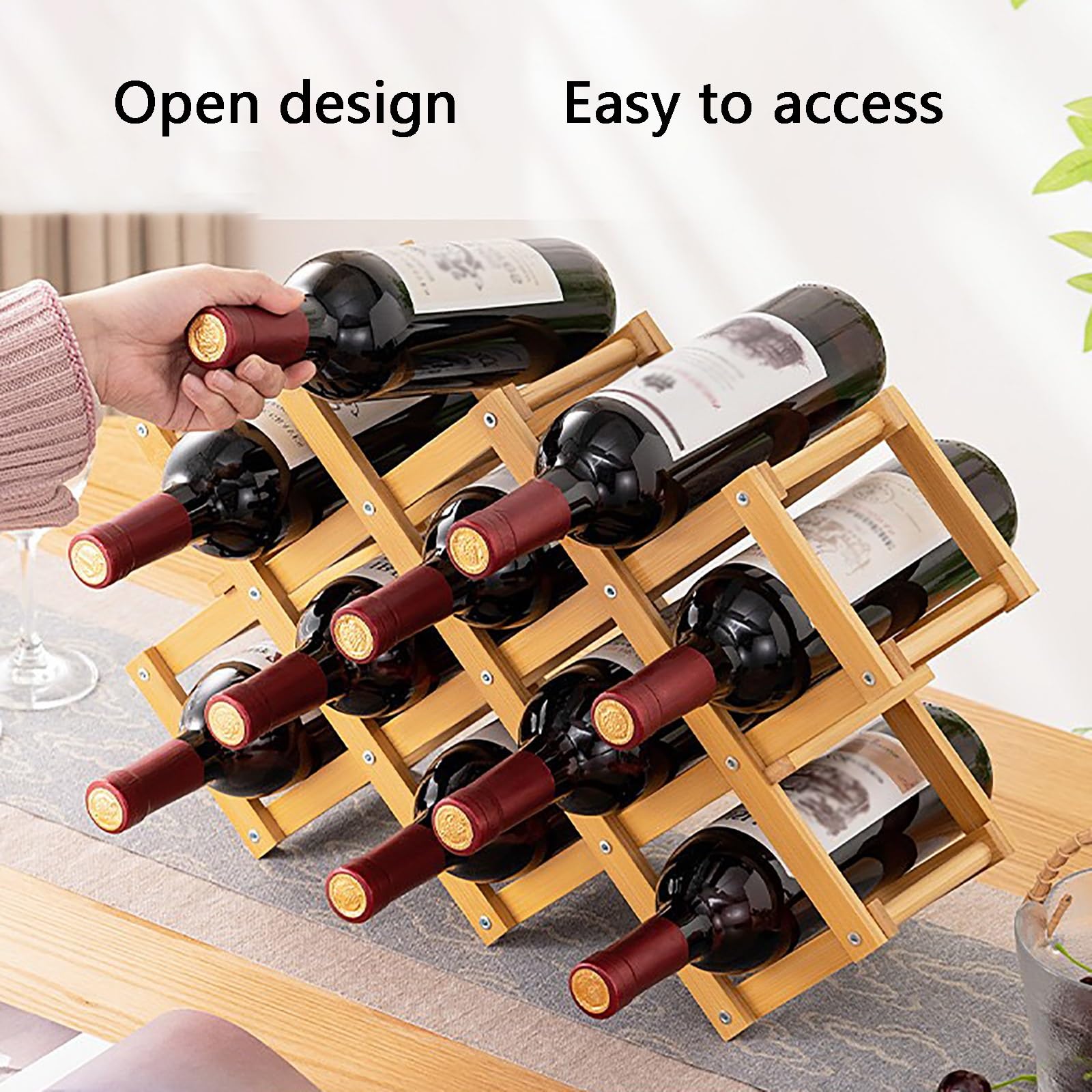 Weinregal, Weinflaschenregal aus Holz, flexibel einsetzbar(Wood,Medium)