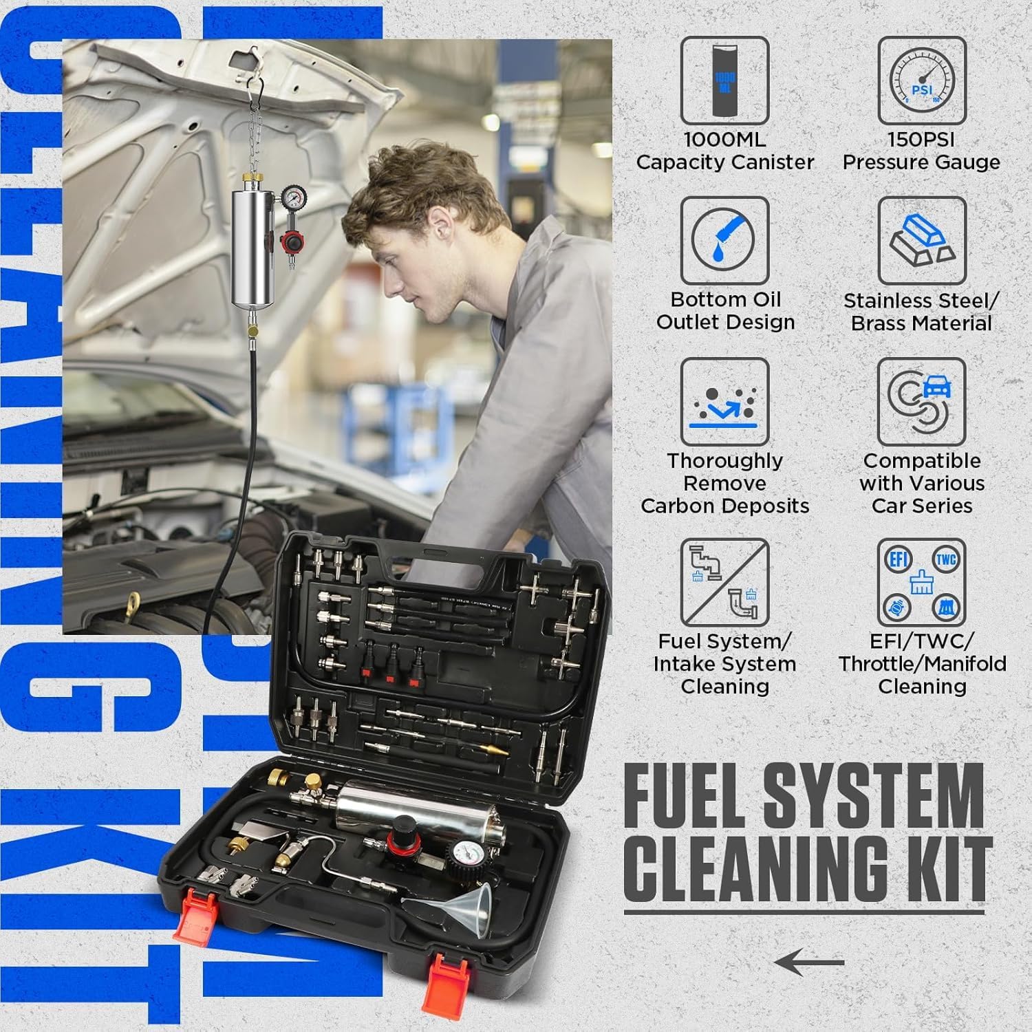 45pcs Master Quick Disconnect Tool Kit for Automotive Fuel Line, A/C, Transmission & Hydraulic Systems, Fuel Line Removal and Separator Tools Suitable for GM, Ford, Chrysler, Dodge, Mazda & More