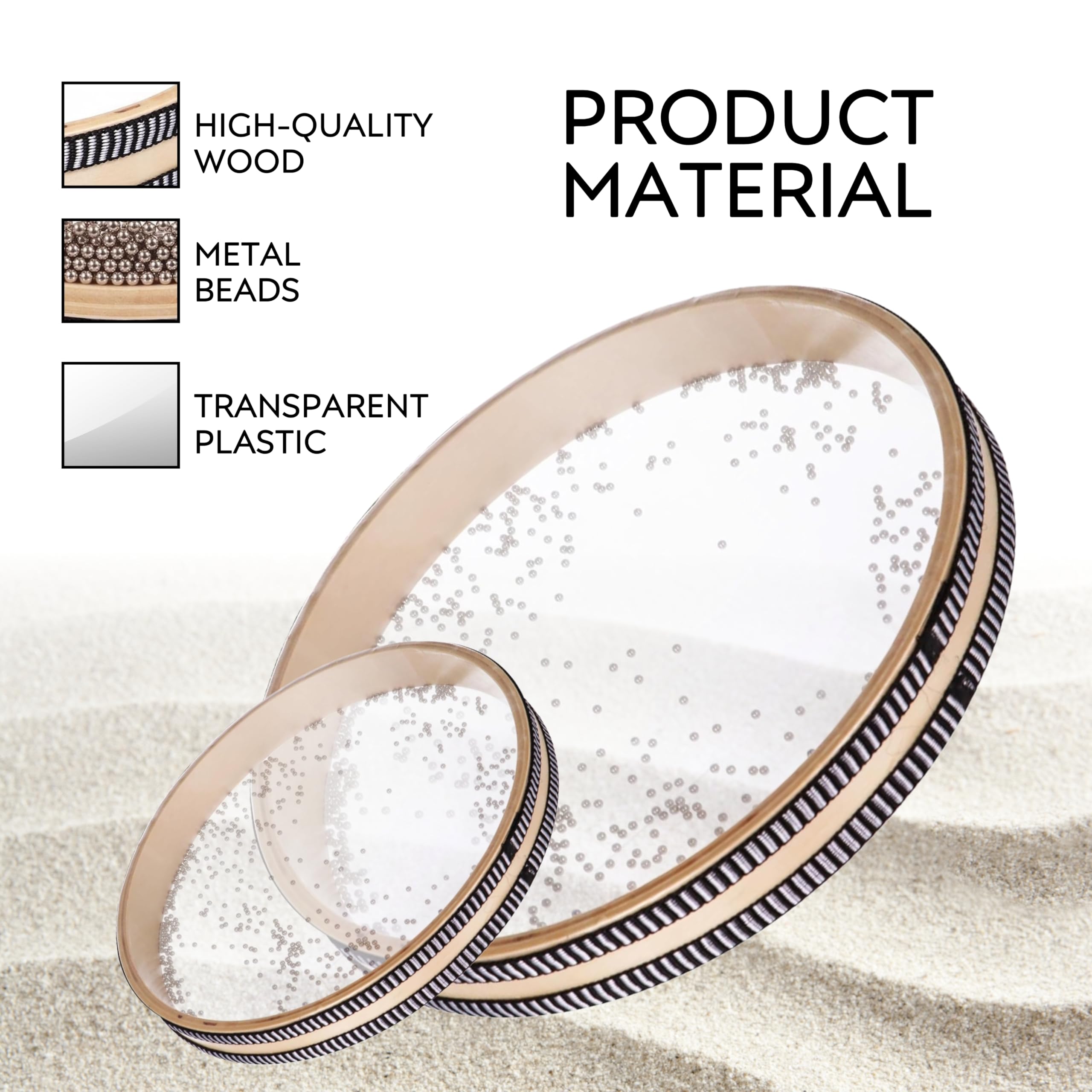 Musical Instrument for Meditation - 6" 8" 10" 12" Ocean Drum Set Ocean Drum Sound Healing for Holistic Healing with Hardwood Natural Colored Water Drum Instrument for Relaxation Sea Drums - Image 3