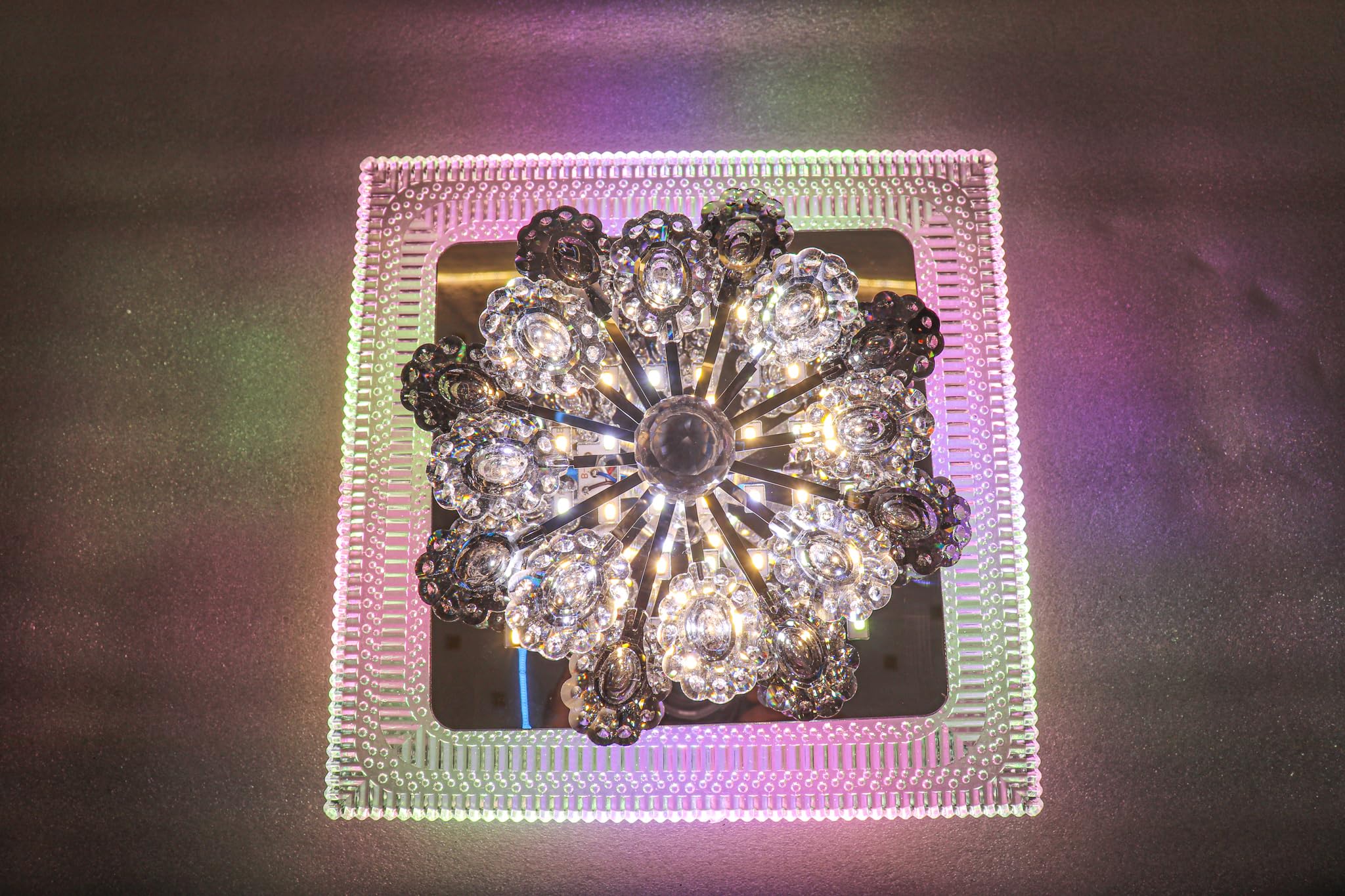 swanart Decorative Crystal Flower LED Light - Multicolor Rotation, Beautiful Lighting Accent for Home and Events