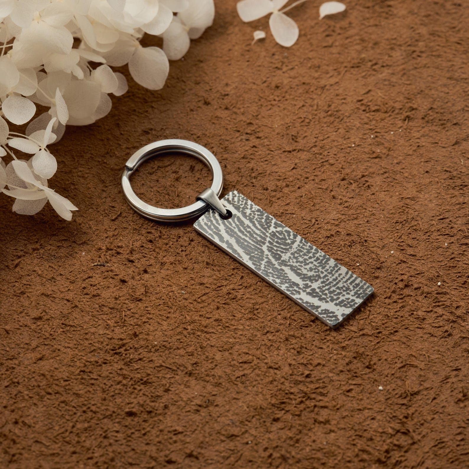Marcador real llavero hombre llavero de acero inoxidable personalizado con huella del pulgar Drive Safe I amor You personalizado recuerdo hecho a mano aniversario