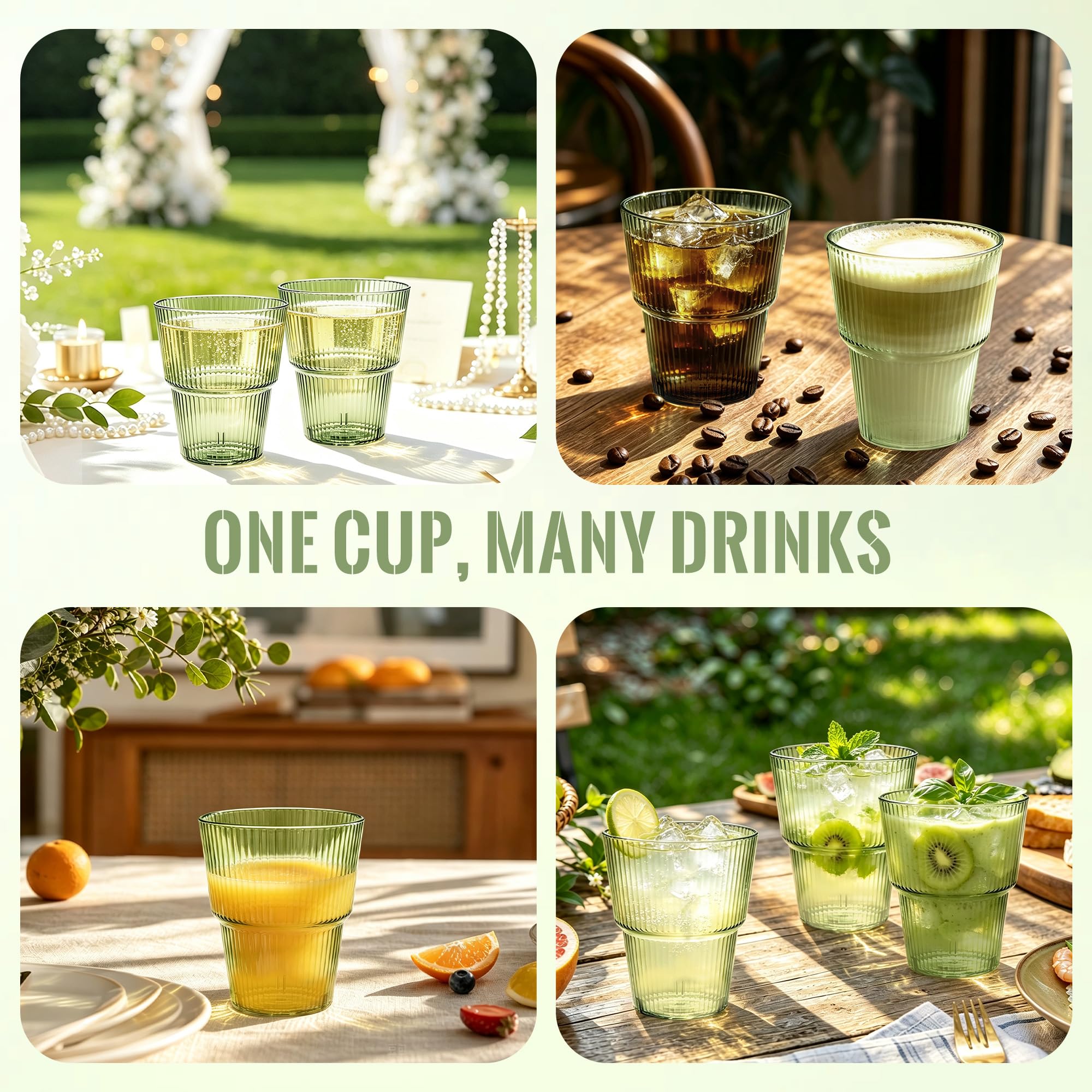 50 Pack Green Plastic Wine Glasses, 14 oz Clear Plastic Cups — Amazon image 5