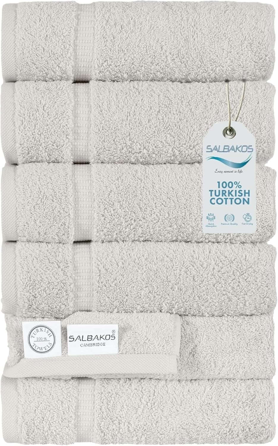 SALBAKOS – Premium 6 Piece Hand Towels Set, 100% Turkish Cotton, Quick Dry & Comfy Towels for Hotel & Spa, Highly Absorbent | 16″x30″ (Ivory)