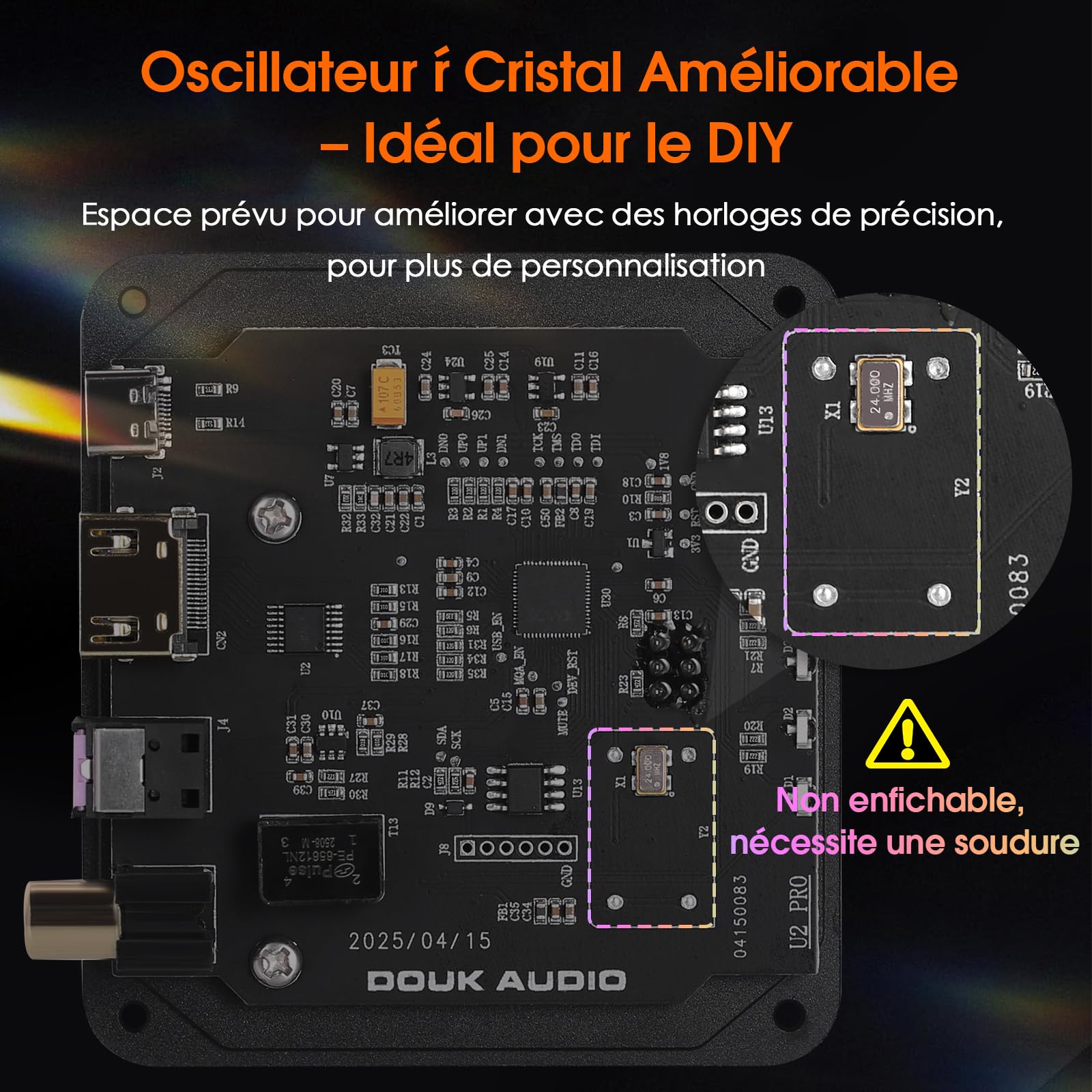 Interface Numérique USB Douk Audio U2 PRO XMOS XU316 (DDC), USB-C vers optique/coaxial/HDMI-IIS, DSD512/PCM768 kHz, Convertisseur Audio Numérique-Analogique portable pour DAC/PS5/Amplificateur