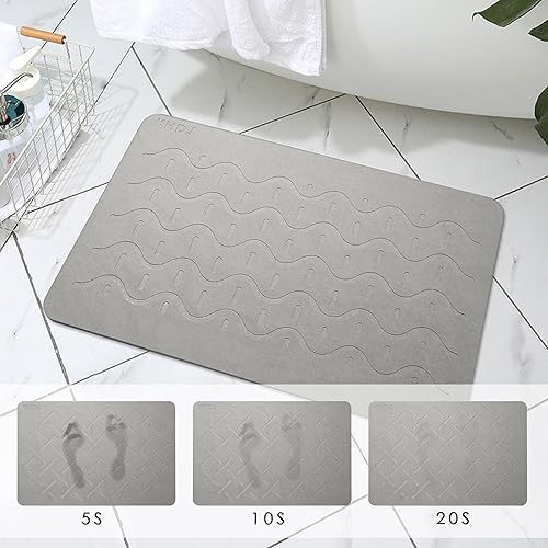 Miniatura 4 de Tropeki Tapete de baño de piedra grande 23.6 x 15.7 pulgadas, antideslizante, súper absorbente, de secado rápido, fácil de enjuagar, ideal para