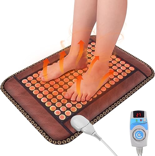 Miniatura 9 de Almohadilla térmica de jade natural, temperatura ajustable y temporizador automático apagado, regalos para mujereshombrespapámamá (17 x 17)