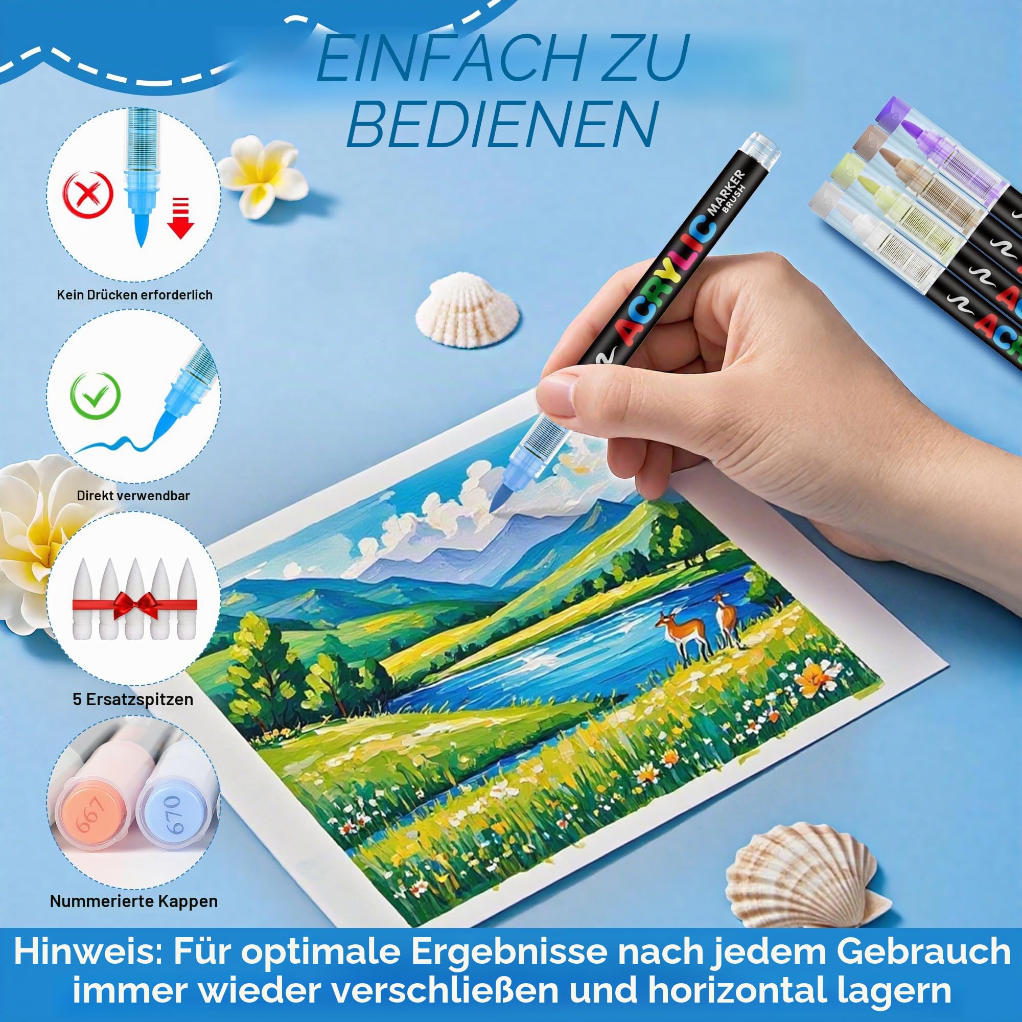 Guangna Acrylstifte Marker Set für Stoff, Leinwand, Glas, Holz und Papier (168)