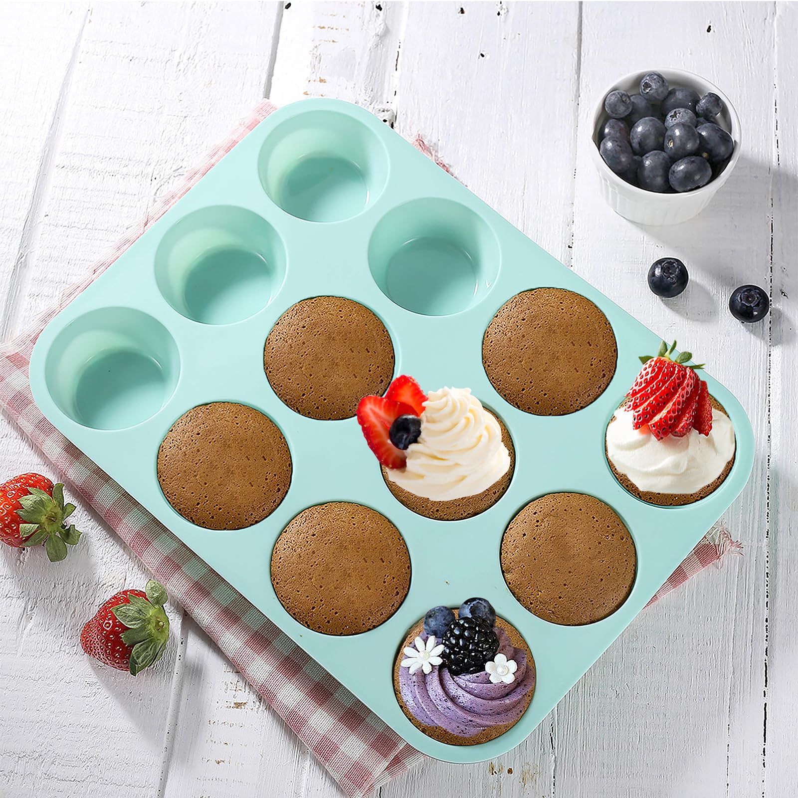 Silikon Muffinform – 12 Mulden, Antihaftbeschichtet, BPA-frei, Für Ofen & Spülmaschine