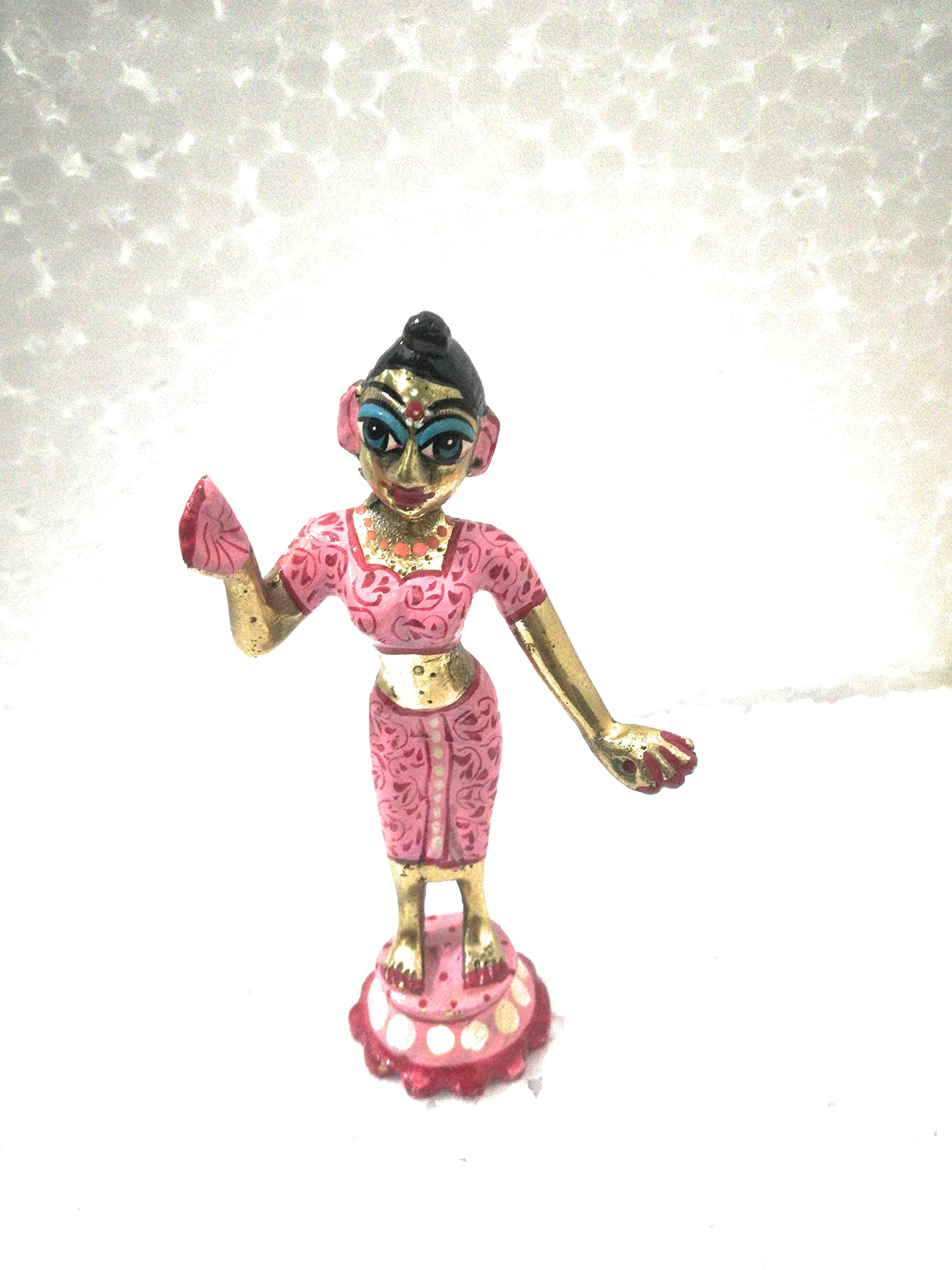 Vrindavan Shopi Fine Brass Made Pink Panted Radha Idol Statue for Home Temple (1500gms)