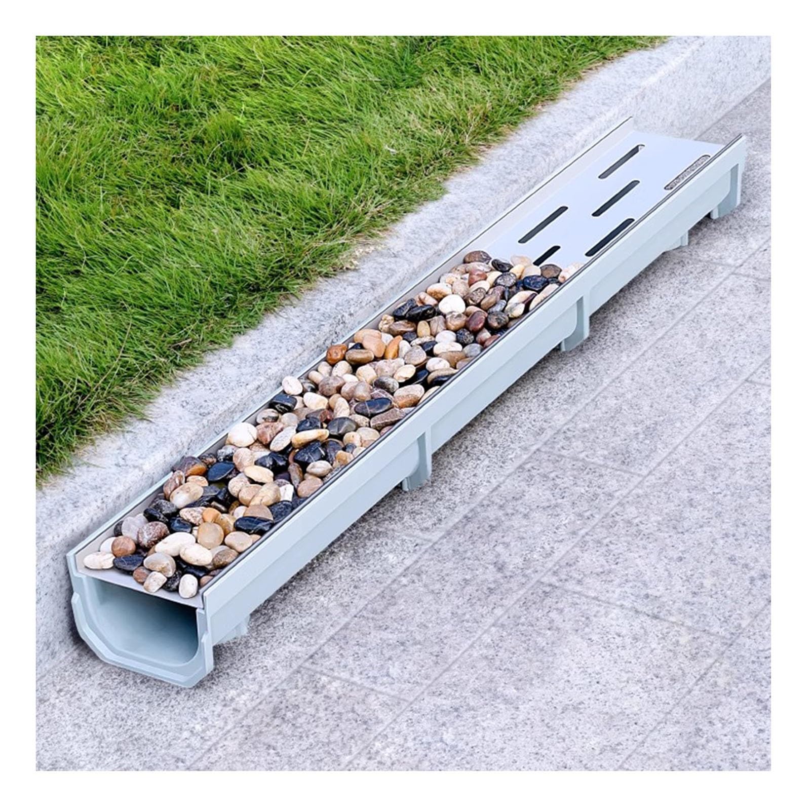 Canal de Drenaje de 100 cm con Rejilla extraíble de Acero Inoxidable, Ideal para Patios de hormigón y Uso Comercial. Sumidero Impermeable para Agua de Lluvia de 100 x 10