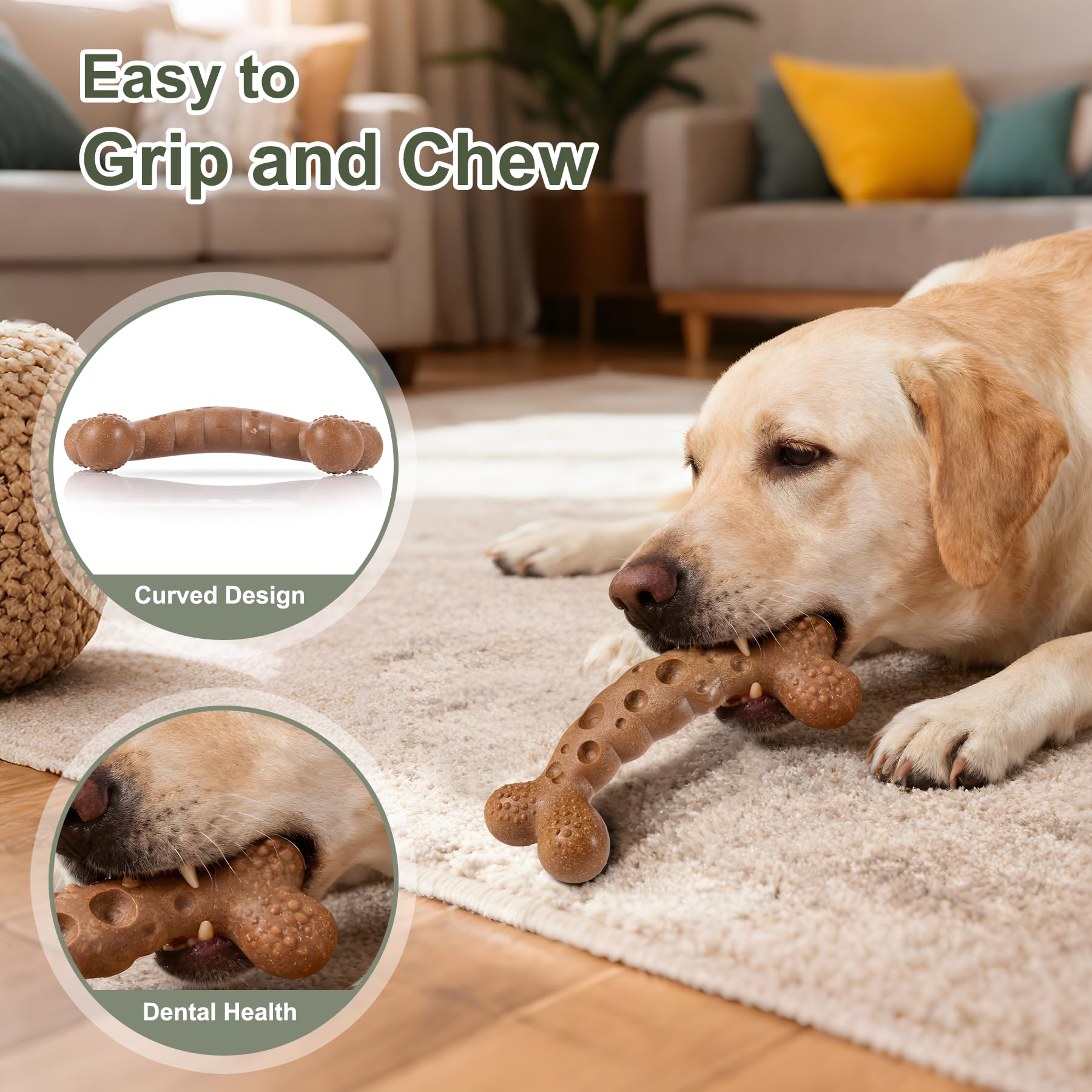 Juguete masticable para perros para masticadores agresivos, juguetes indestructibles con sabor a pollo, juguetes de hueso de perro para razas medianas y grandes para mantenerlos ocupados
