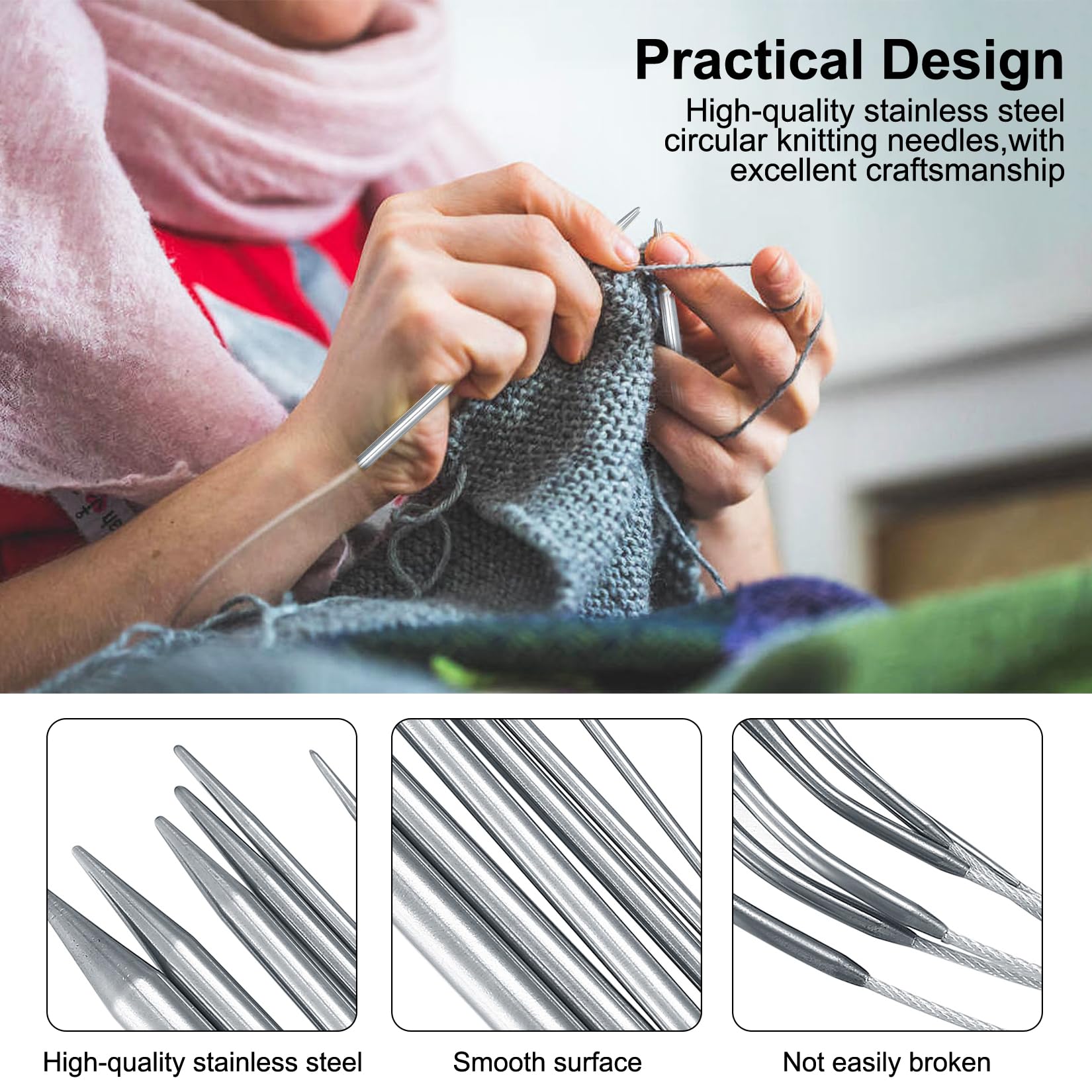 Aiguilles à Tricoter Circulaires 80 Cm 6 Mm Laiton
