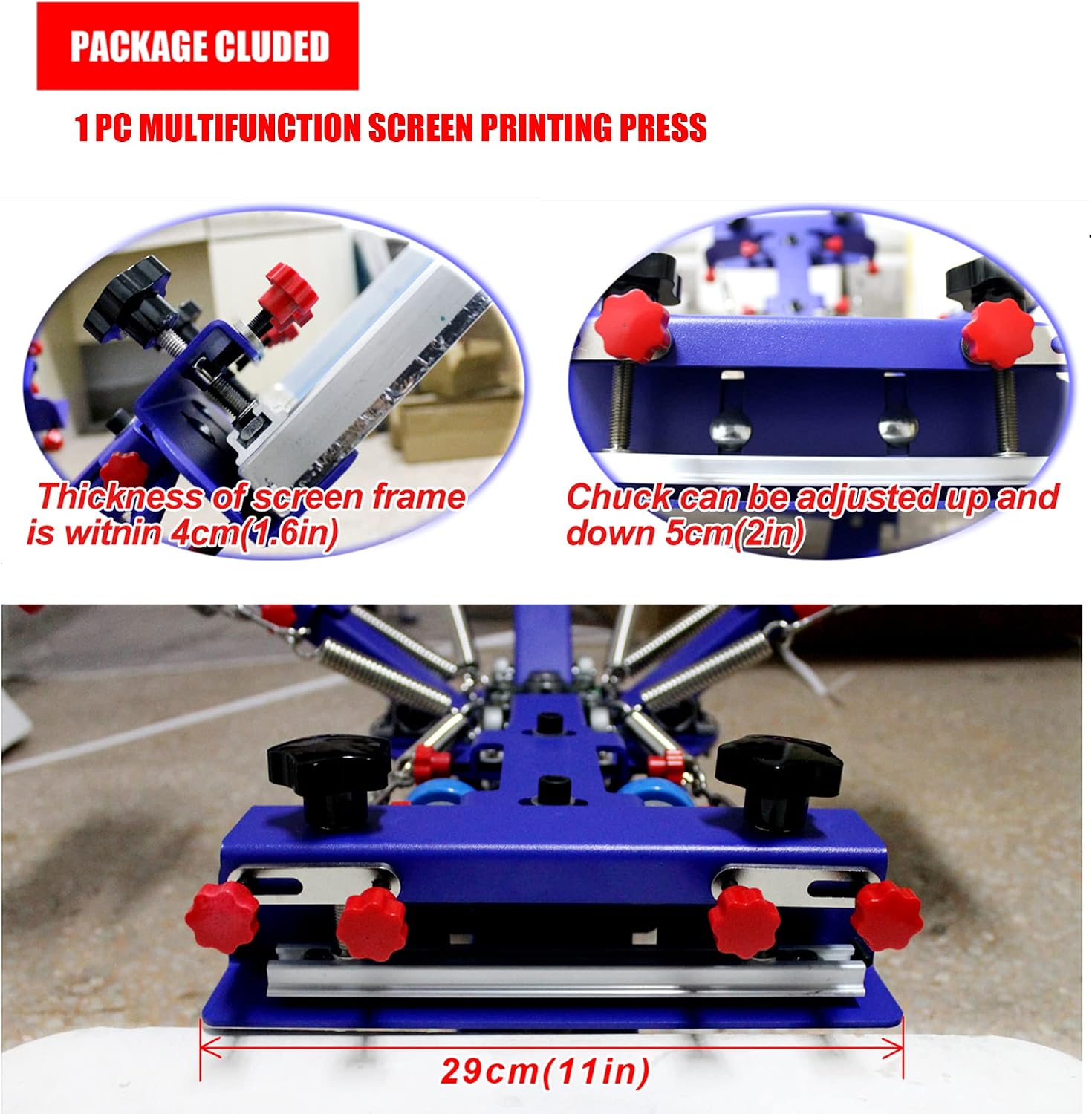 Tianiuseen Multi-Function Screen Printing Kit with 3 Color 1 Station Screen Printer Screen Printing Flash Dryer UV Exposure Unit and Silk Printing Press Equipment Material