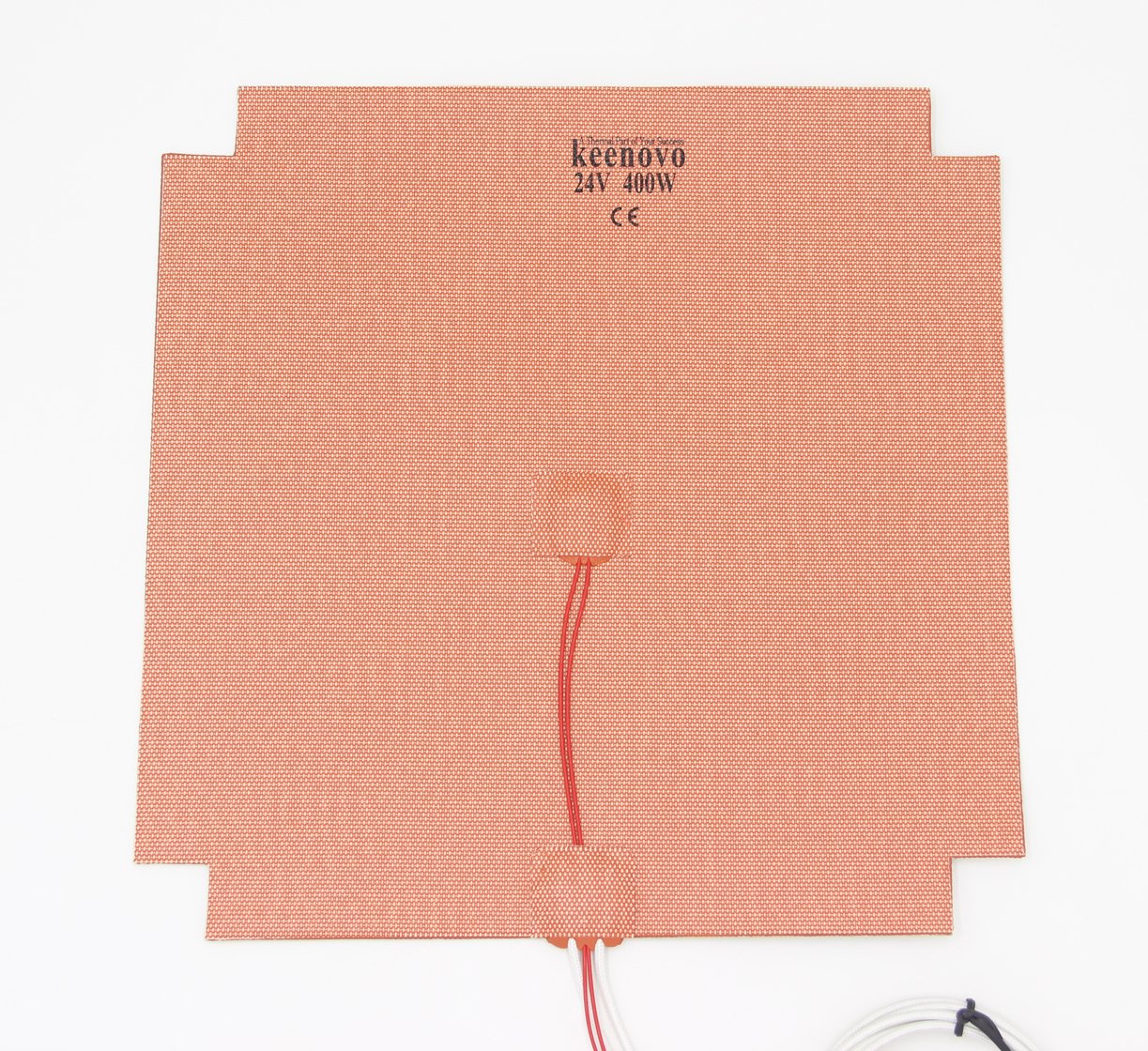 300 X 300mm (approx. 12" X 12") 24V 400W, KEENOVO Universal Flexible Silicone Heater Mat/Pad, 3D Printer Heated Bed Heating Element w/Cut Corners
