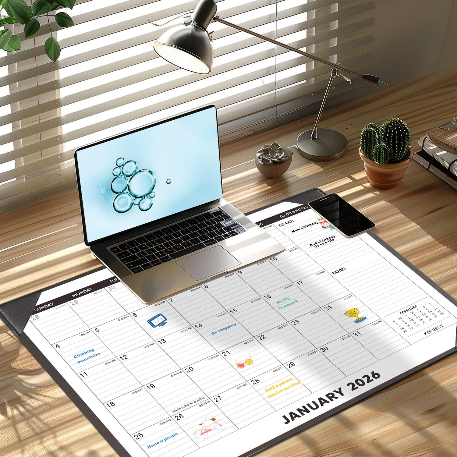 Large Desk Calendar 2025 With Desktop Mat - KOPEESY 22" X 17" Large