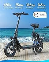 Vista 2 de Gyroor C1 PRO - Patinete eléctrico de 450 W con amortiguadores duales para adultos, hasta 25 millas 18.6 MPH, scooter eléctrico de 12 pulgadas