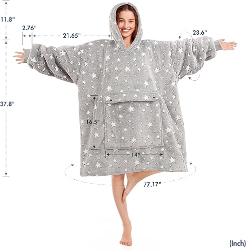 Miniatura 9 de Naretce - Manta con capucha para mujeres y hombres, manta de forro polar sherpa de gran tamaño con bolsillo gigante para mujeres, manta con capucha