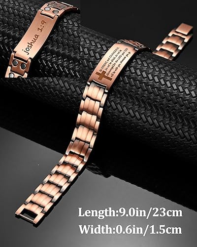 Miniatura 10 de MagEnergy Pulsera de cruz de cobre para hombre, pulsera magnética de cobre ultra fuerte para hombre, pulsera de cobre ajustable con caja de joyería