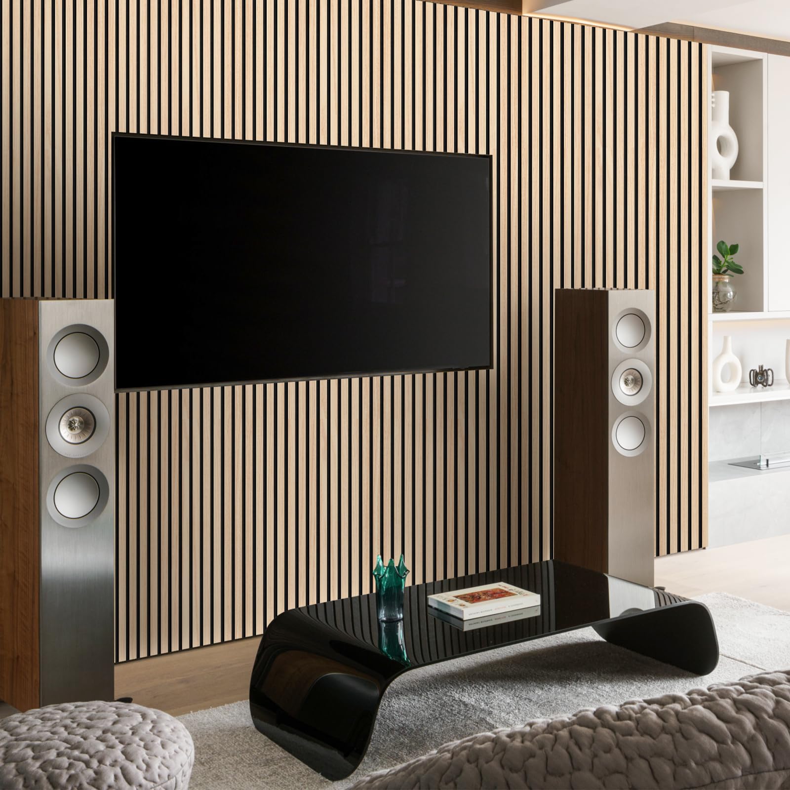 Paneles acústicos autoadhesivos, juego de 2 unidades, 100 x 52 cm, aislamiento acústico, reducción del eco, paneles de pared de chapa de madera, paneles acústicos de madera para decoración de pared