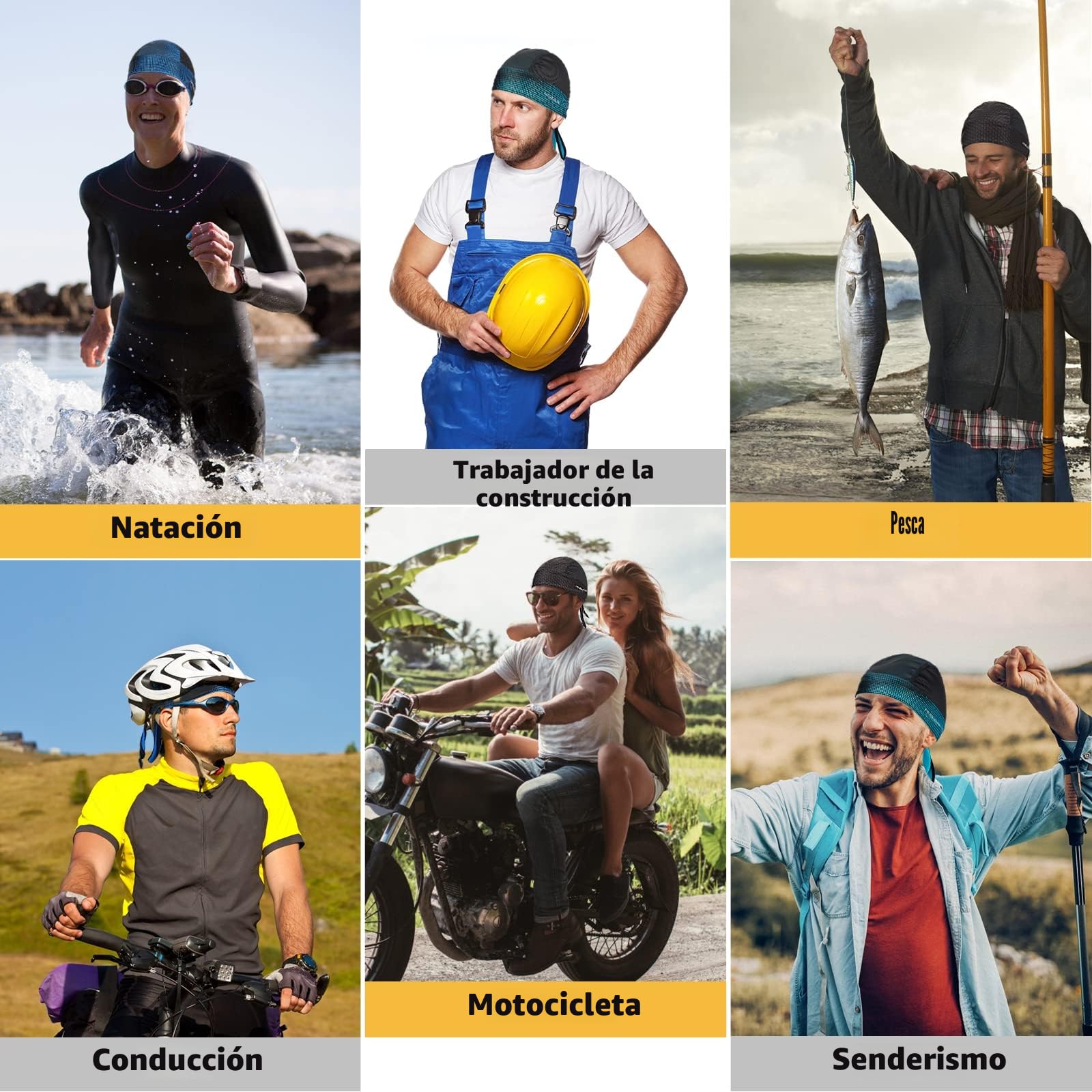 HASAGEI Bandana para Hombre y Mujer, pañuelo para la Cabeza, para Motero, Gorra para Bicicleta