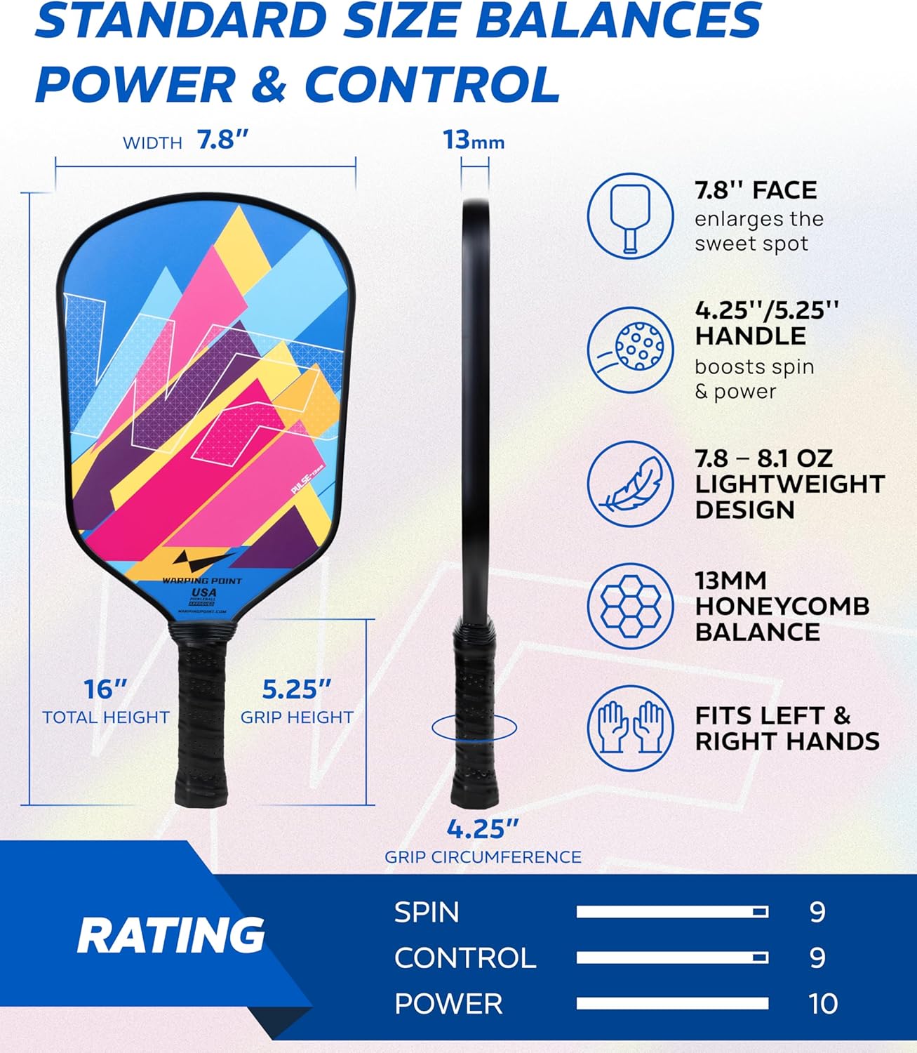 Pickleball Paddles Set of 2, Fiberglass Pickleball Set, Durable & Lightweight USAPA Approved Pickle Ball Rackets 2 Pack Pickleball Gifts for Women with Bag & Outdoor Balls for Men Beginner Kids Adults - Image 4