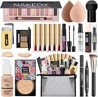 Kit completo de maquiagem para mulheres, kit completo de maquiagem de viagem, conjunto de presente para mulheres adolescentes e meninas, inclui sombra, CC, base, batom, rímel, pincel, esponja, pó para