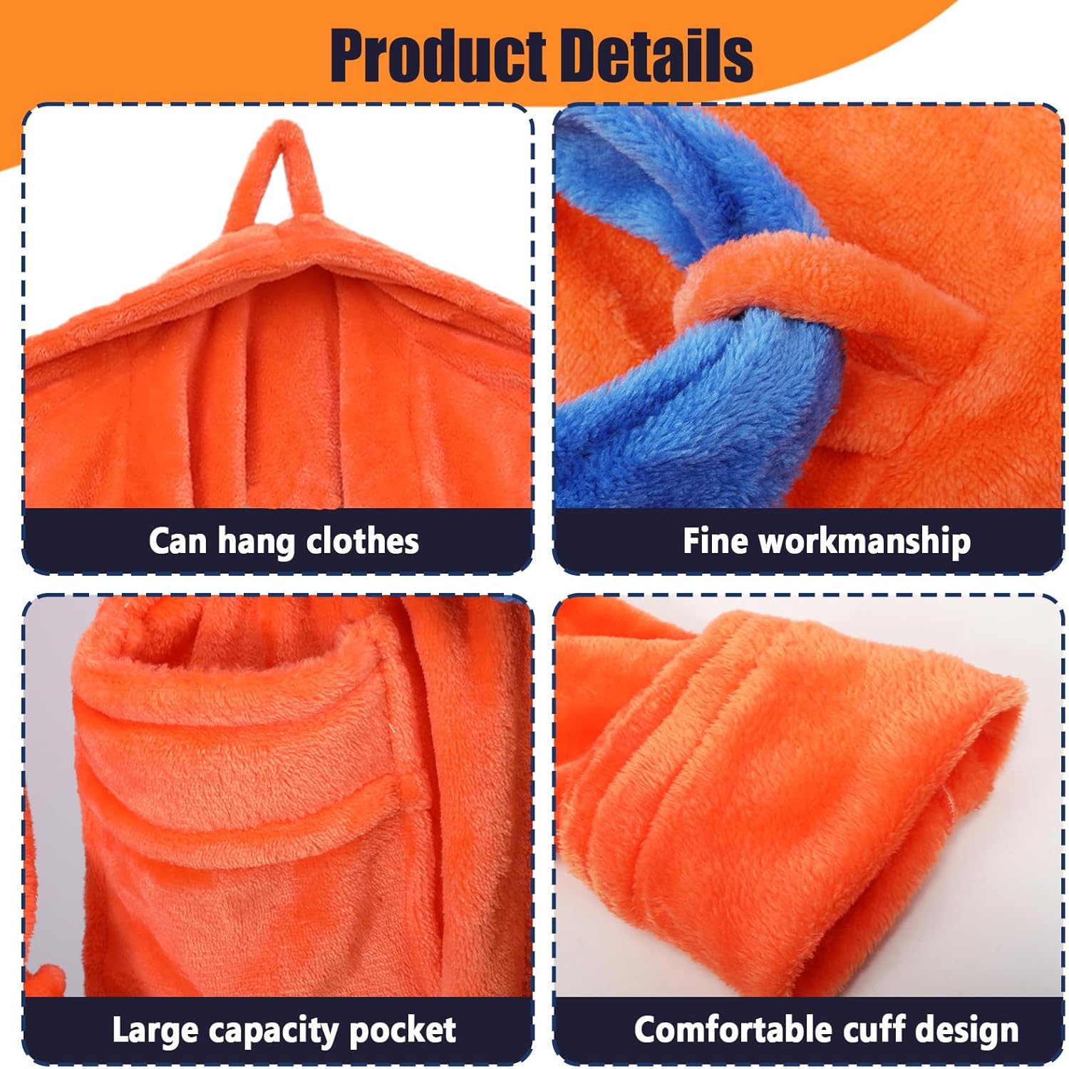 Anime Robe Orange Plush Bathrobe Anime Pajamas Robes Soft Long Bathrobes Adults Christmas Halloween Costume - Image 3