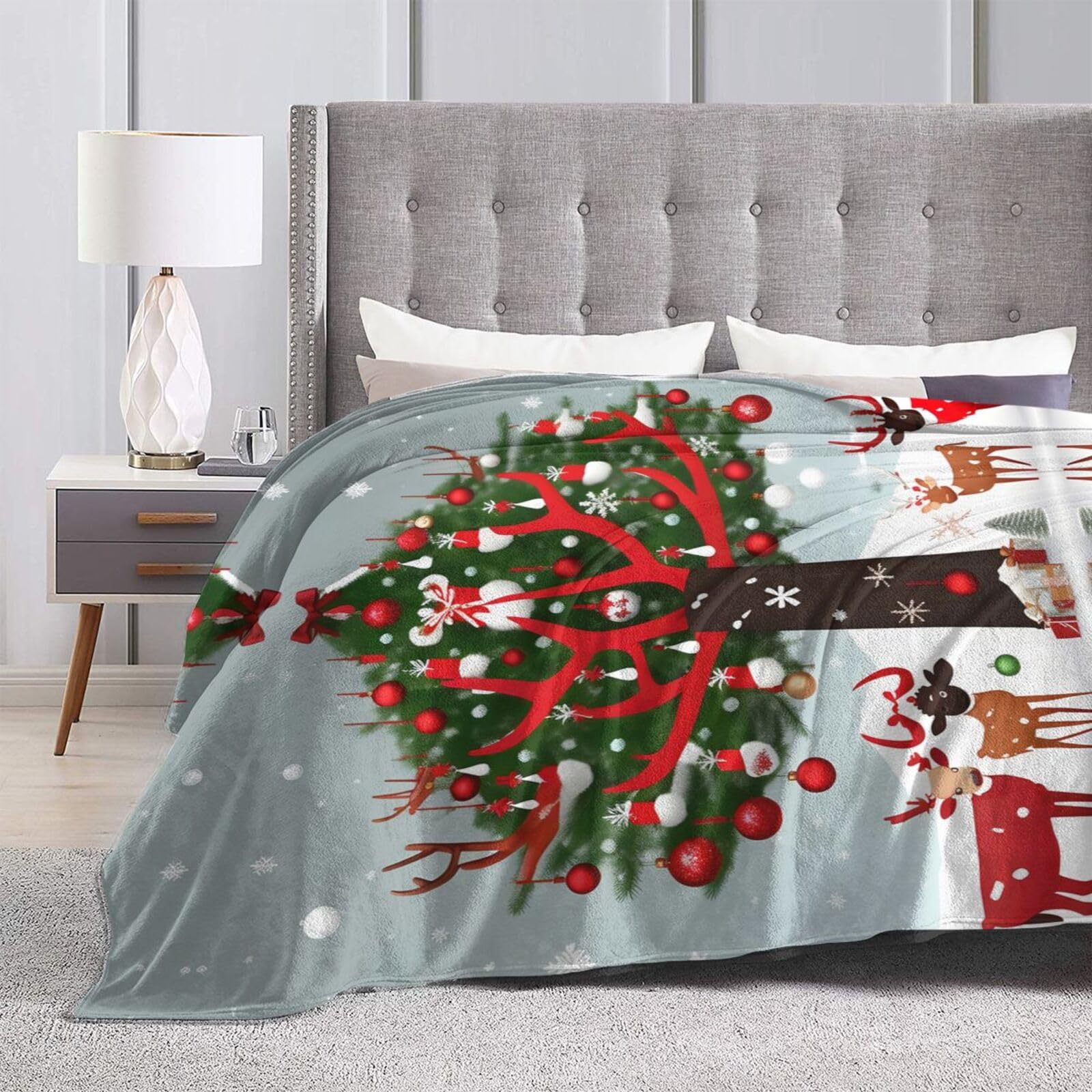 Coperta natalizia in pile di flanella ultra morbida, perfetta per letto, divano, campeggio, serate fredde e viaggi