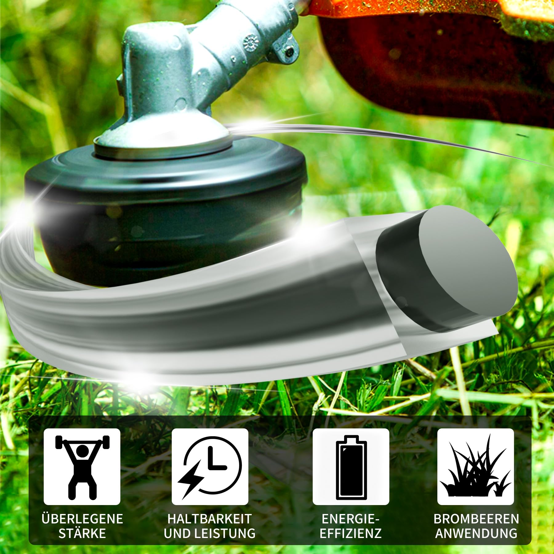 Zocipro Filo Decespugliatore 2.4mm X 100m, Filo Tagliaerba In Nylon Filo Per Carichi Pesanti, Filo Rotondo Adatto Per Tagliabordi Decespugliatori - Foto 4