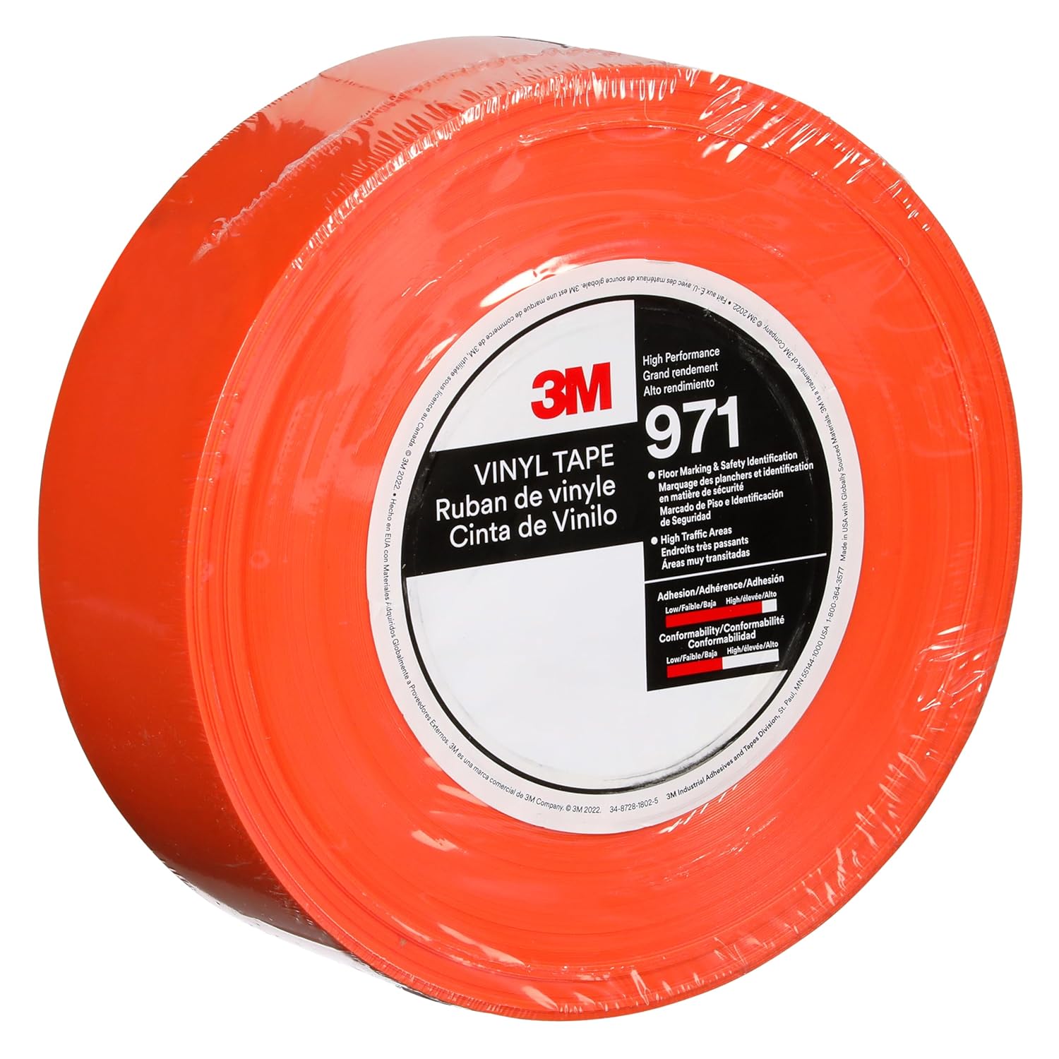 3M Durable Floor Marking Tape 971, Orange, 2 in x 36 yd, 17 mil, Heavy Duty Vinyl Great for High-Traffic Areas, Color-Coding, Vibrant Color, Clean Removal