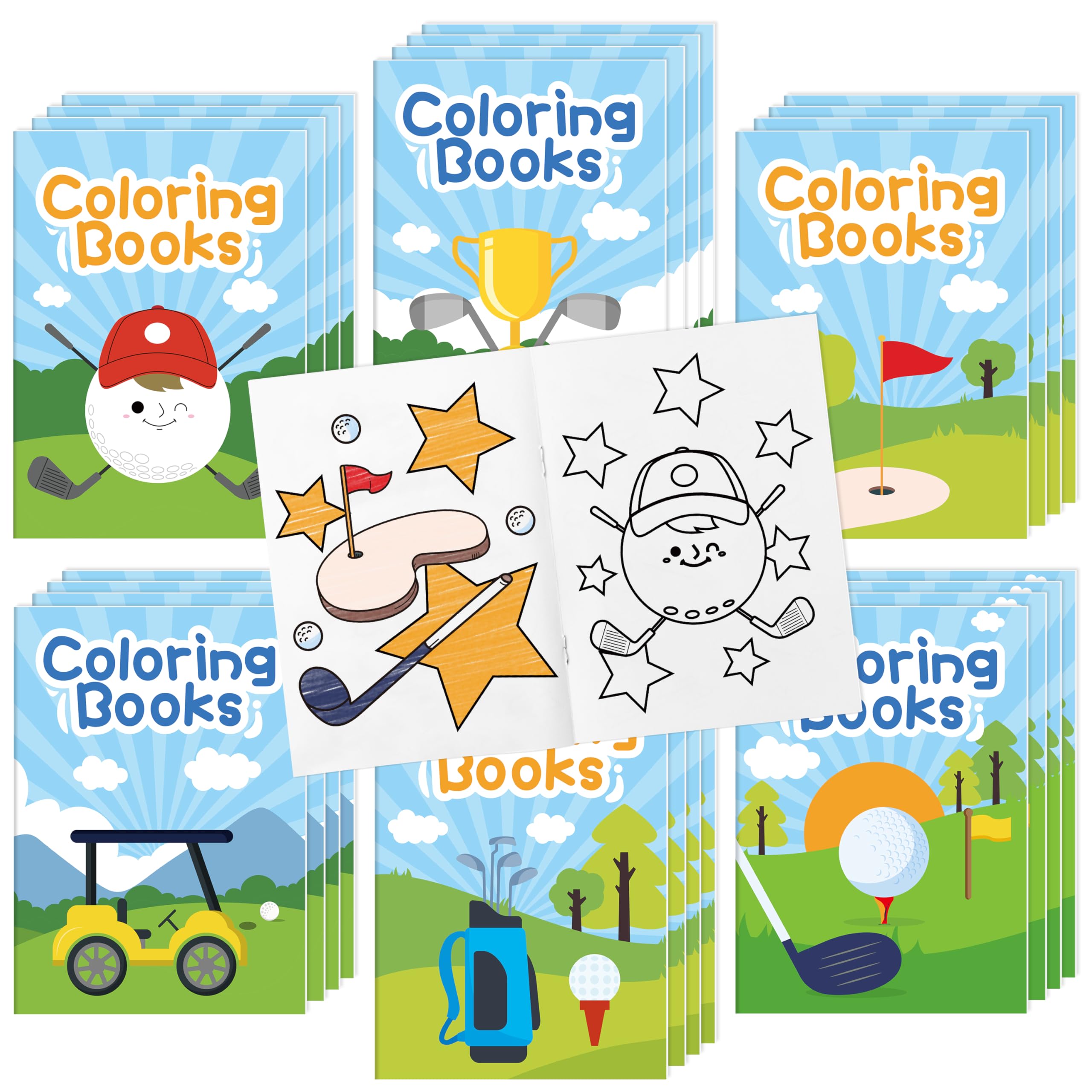 Bulk Golf Coloring Books, Mini Drawing Booklet for Kids Party Favors