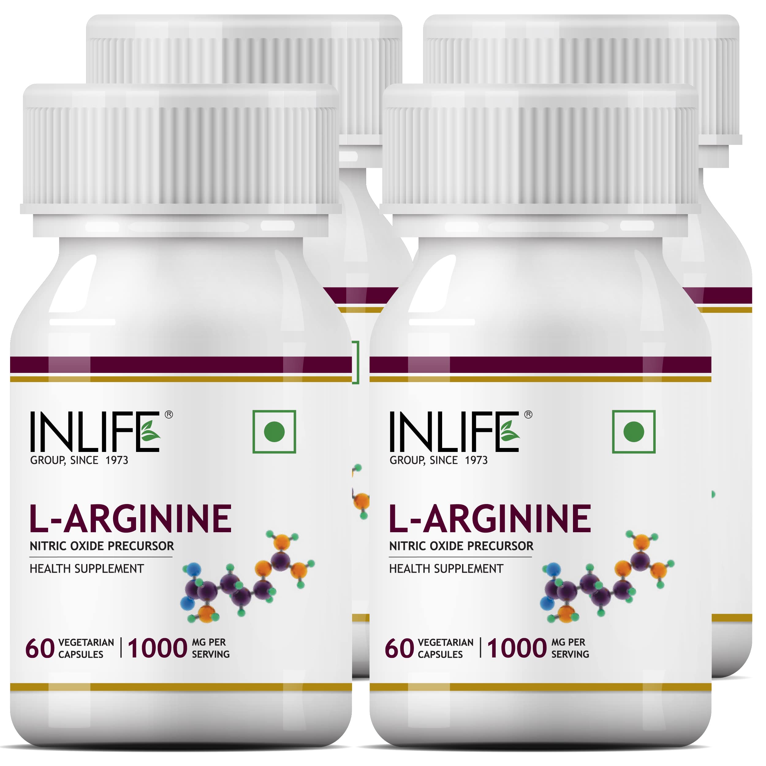 INLIFE L Arginine Capsules 1000mg Supplement | Nitric Oxide Precursor - 60 Vegetarian Capsules (Pack of 4) (B07PHTLQC2) Amazon Price History, Amazon Price Tracker